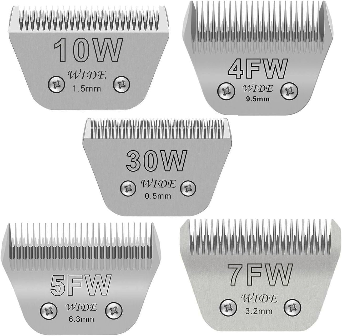 5Pcs Wide Blades For Dog Grooming Blades Compatible With Andis Dog Clipper,Dog Clipper Blades For Oster A5,Wahl Km10 Dog Clipper