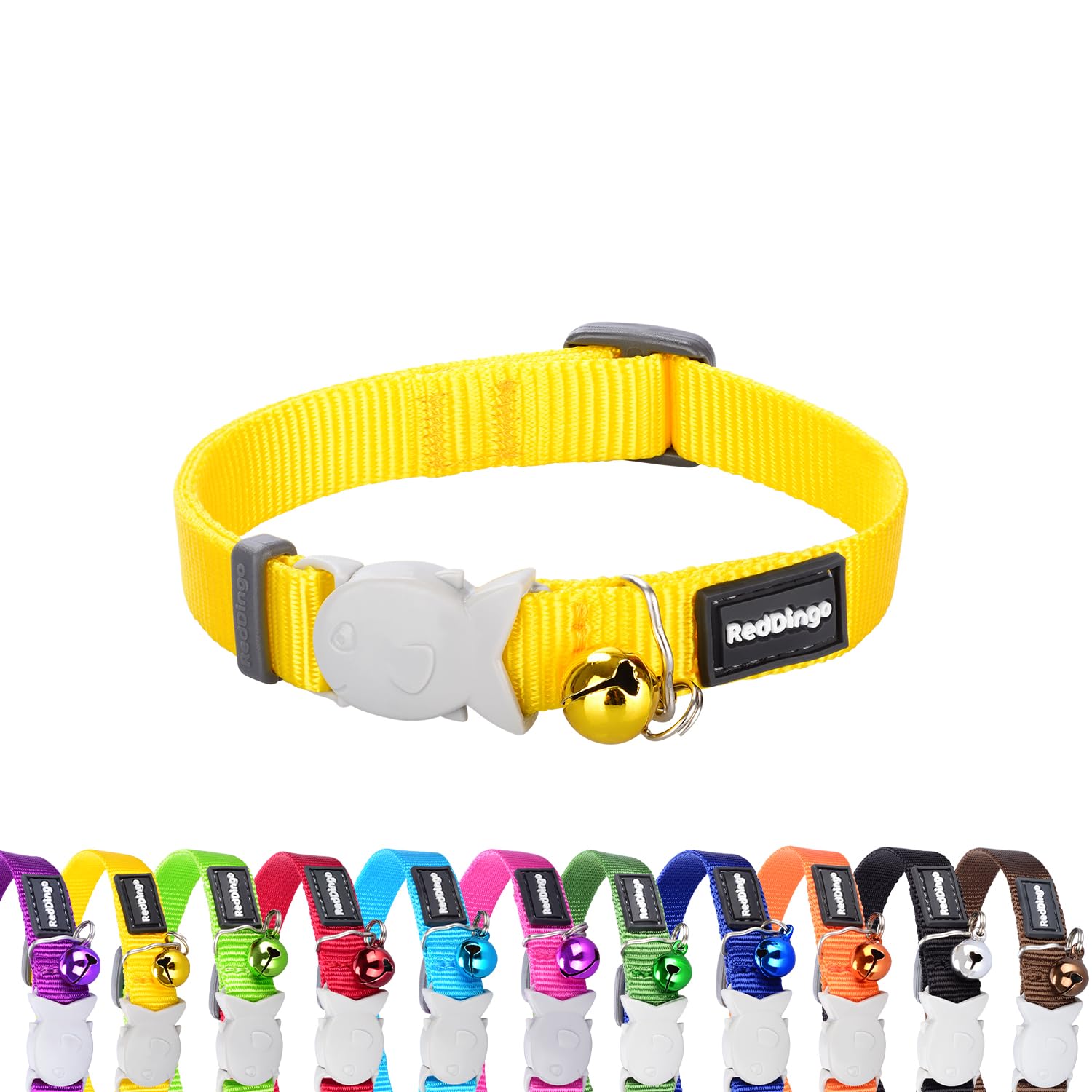 Red Dingo Classic Safety Release Breakaway Cat Collar - Adjustable One Size Fits All, Soft Nylon, 4.4lb Safety Release Fish Clip