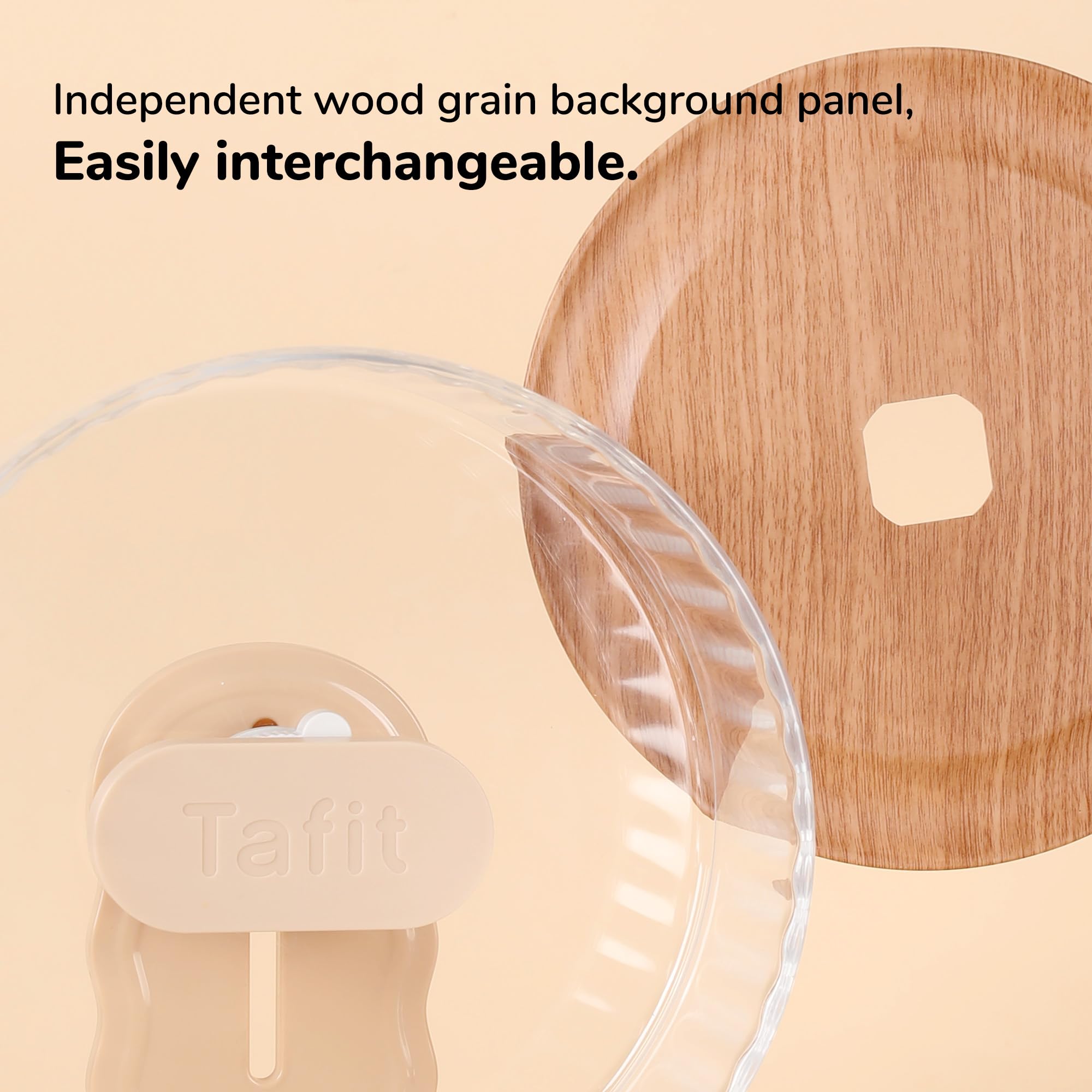 Tafit Silent Hamster Wheel 8.7 Inch Dual-Bearings Quiet Running Exercise Wheels With Wood Grain Backboard, Height Adjustable For