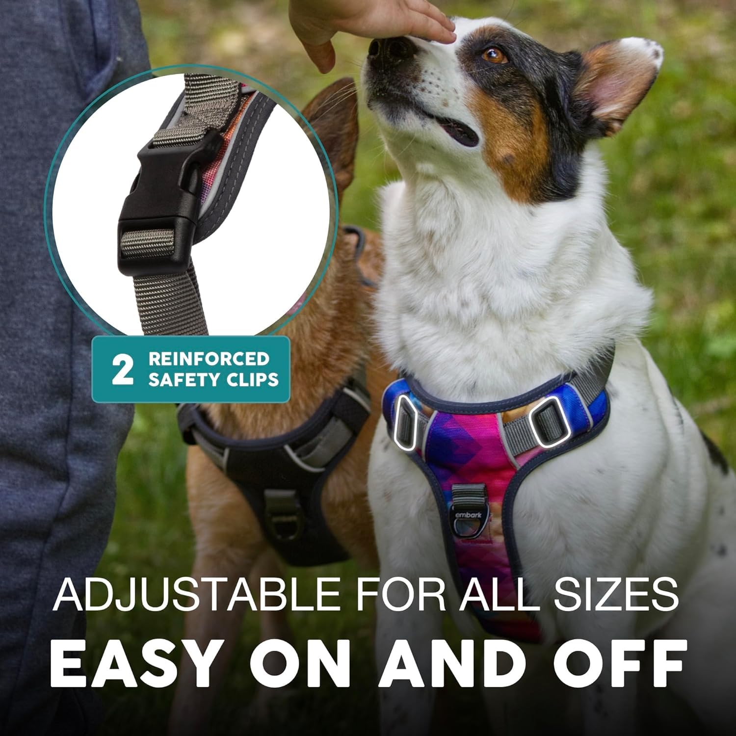 Embark Urban Dog Harness, No Pull Dog Harness With 2 Leash Clips, Dog Harness For Medium Dogs No Pull. Front & Back With Control