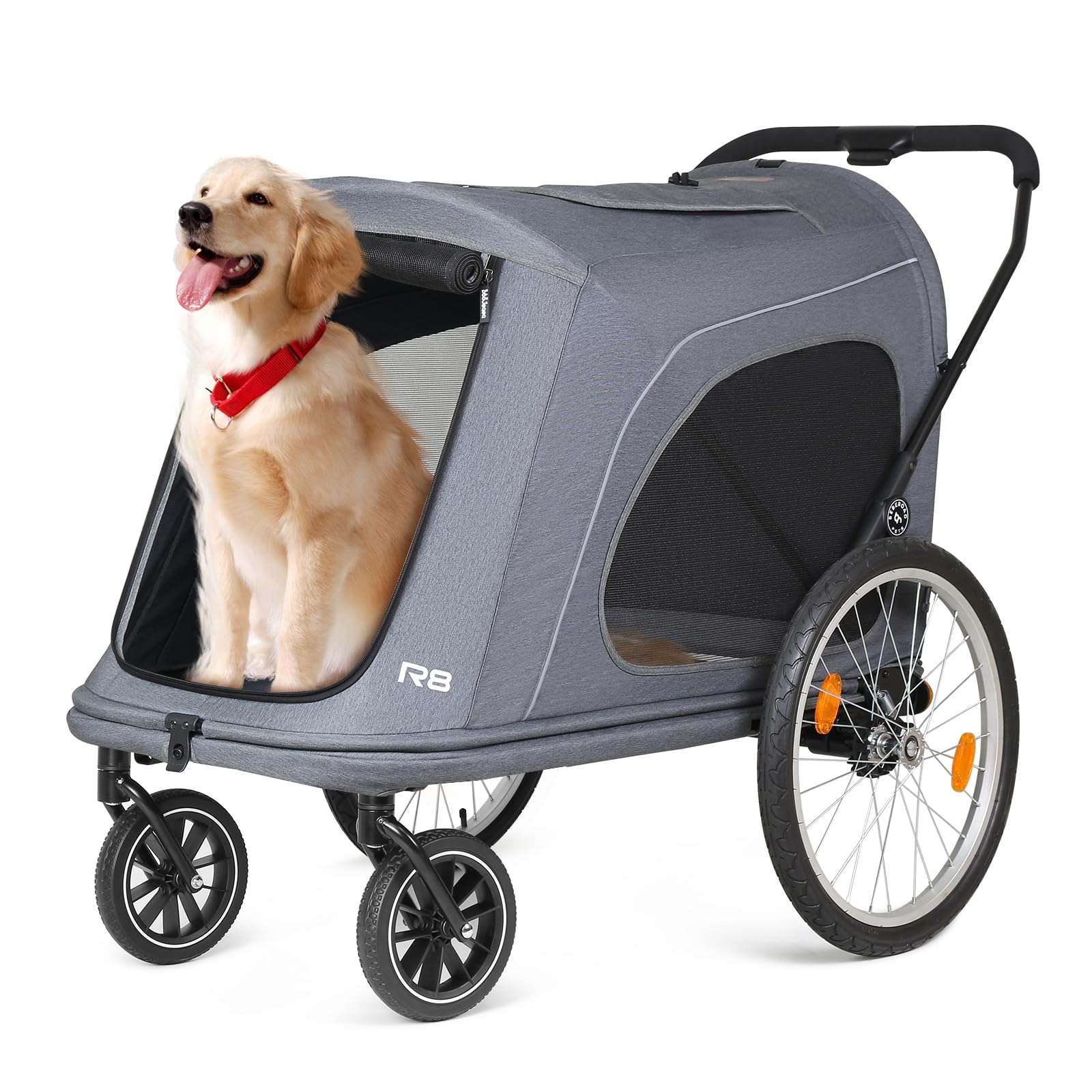 Beberoad Pets R8 Extra Large Foldable Pet Stroller, Dog Stroller & Pet Trailer for Large Dogs Under 100 lbs, Unmovable, Disabled