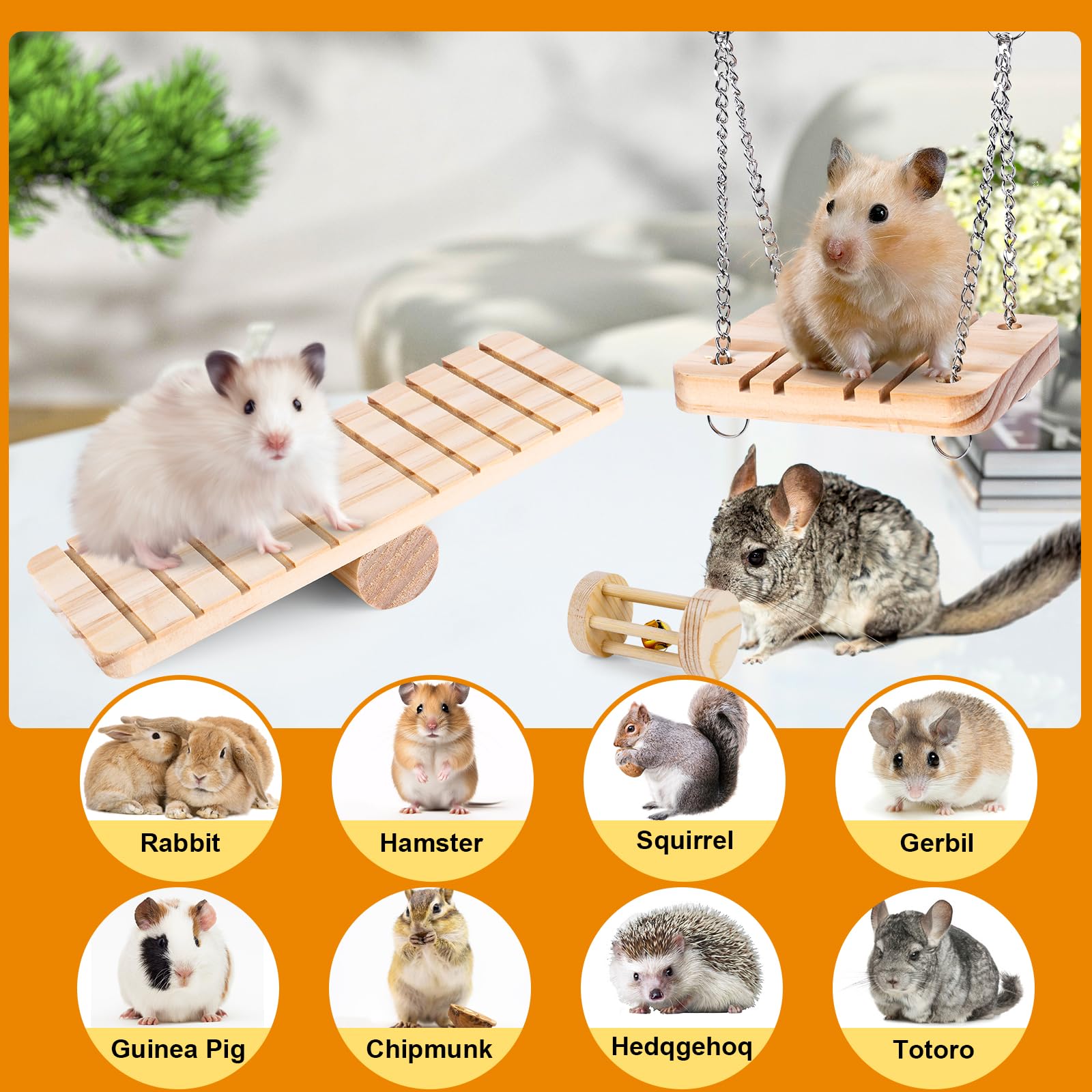 Vespro Hamster Toys Set, Guinea Pig Toys Small Animal Chewing Toy And Rat Cage Accessories, Chinchillas, Gerbils, Rats, Rabbit R