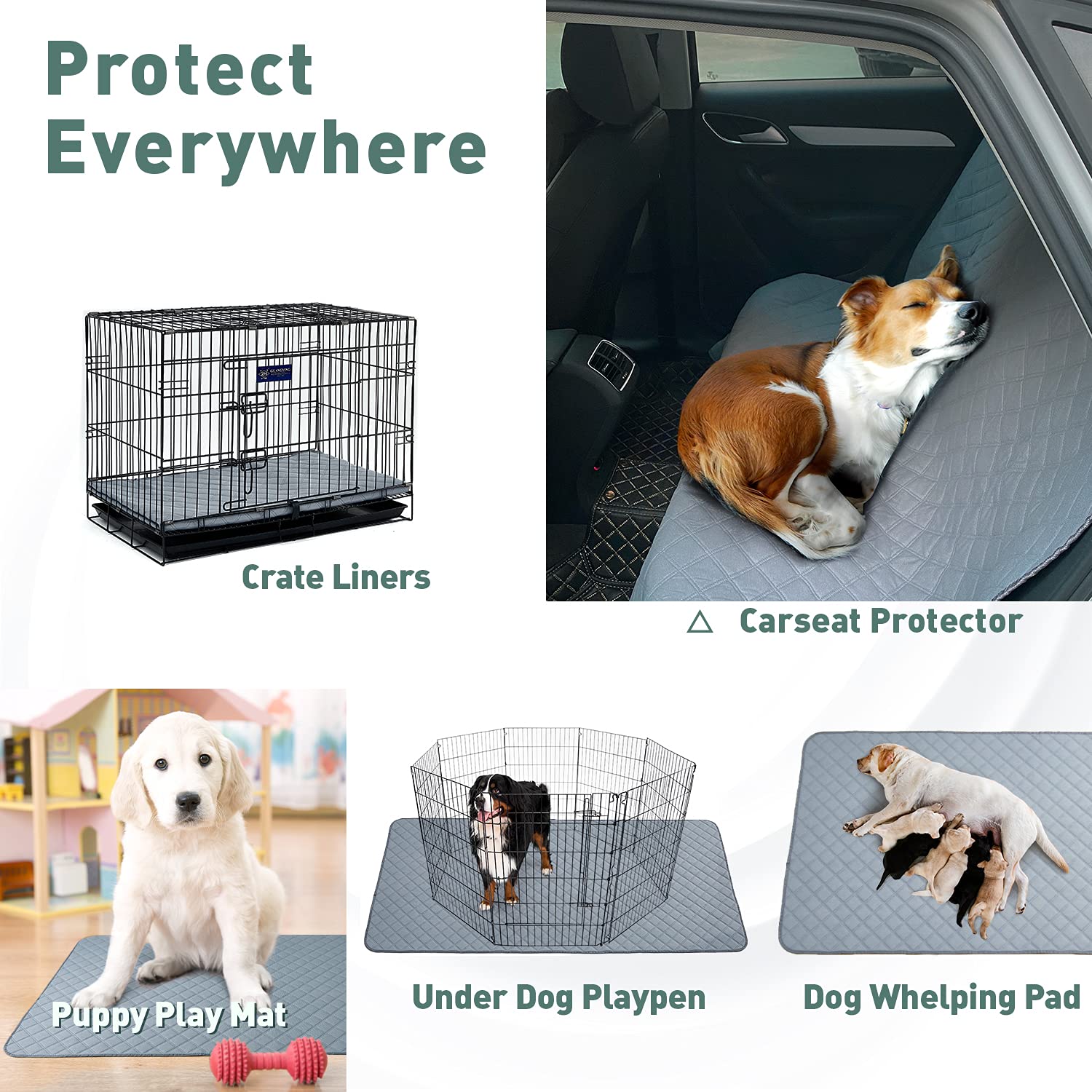 Eterish Reusable Washable Pee Pads For Dogs Extra Large 48'' X 60'' 2 Pack, Absorbent Pet Puppy Dog Training Pads Non-Slip, Wate