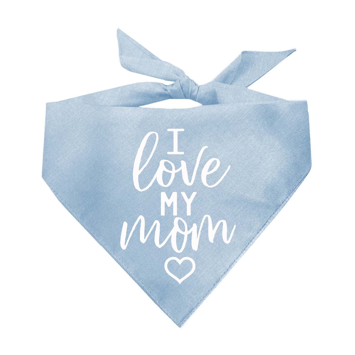 I Love My Mom Dog Bandana | 100% Cotton | Made In Usa For Mom | Valentine'S Day | Prop Photoshoot |Baby Blue, One Size (177)