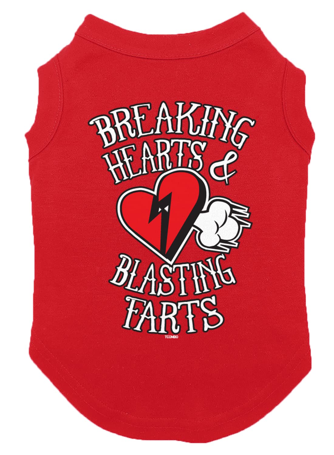 Tcombo Breaking Hearts & Blastings Farts Dog Shirt (Red, X-Small)