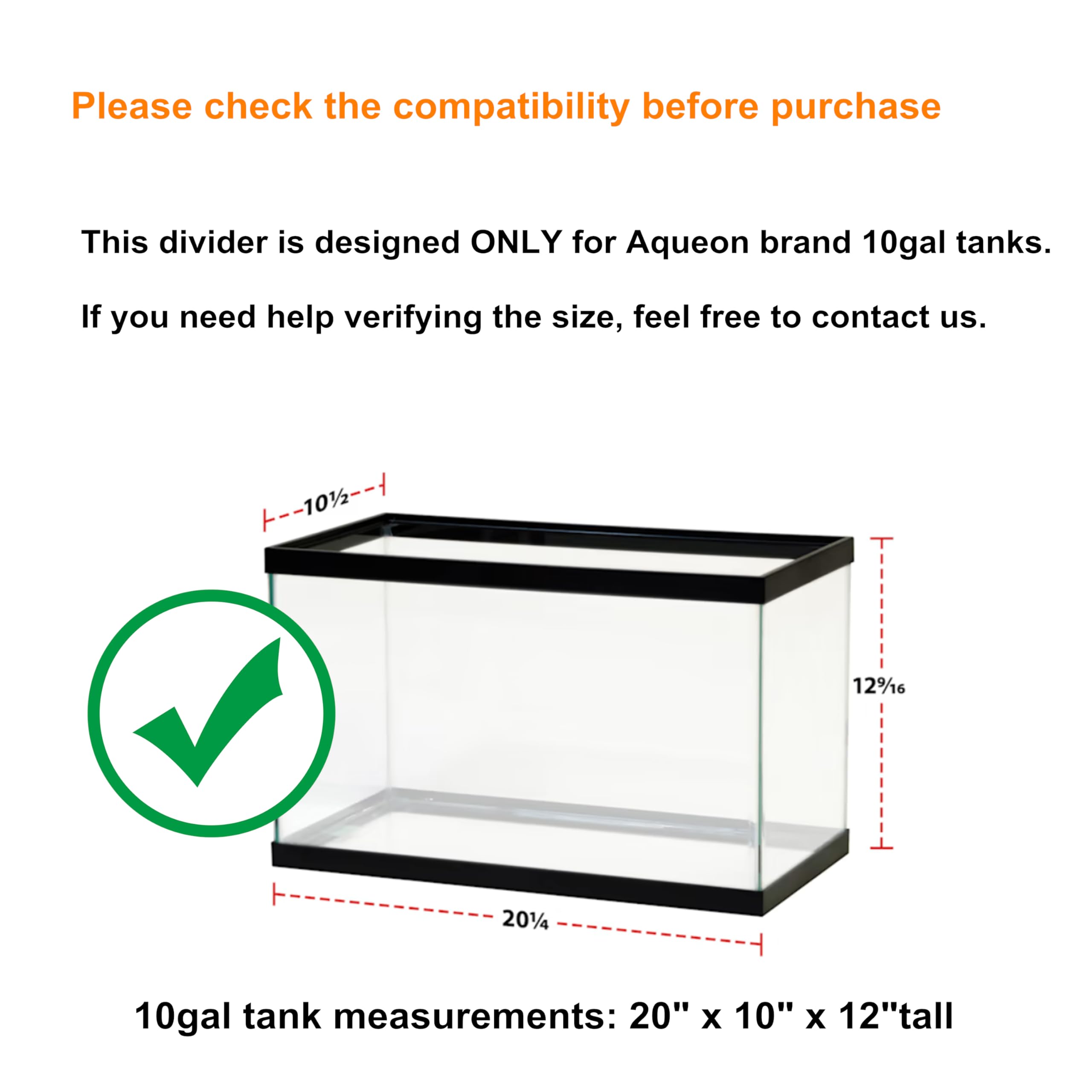 Acrylic Aquarium Divider Kit 5.5/10 / 20L / 20H / 29 / 40B / 55/75 / 125gal Fish Tank with Suction Cups (10gal)