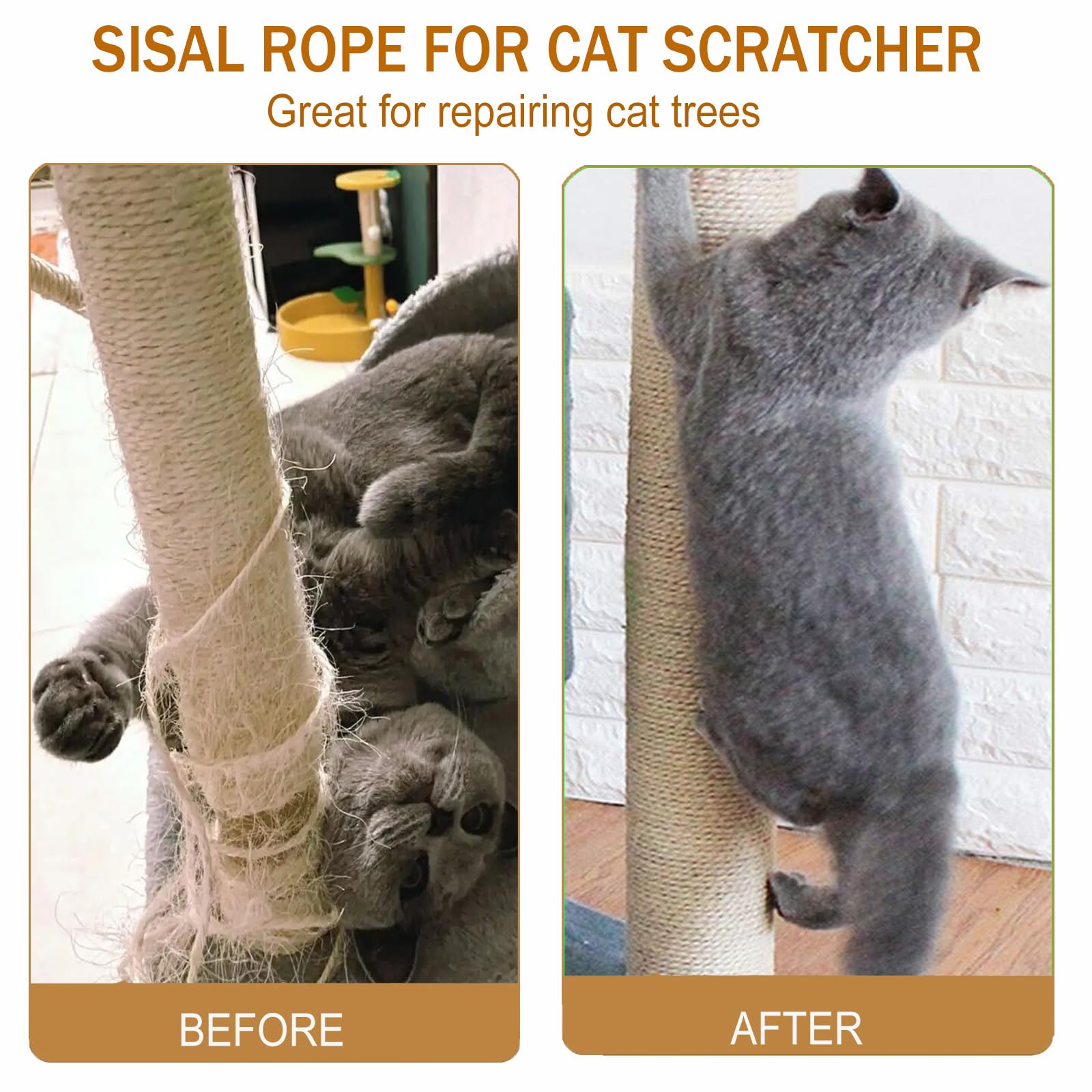 Sisal Rope For Cat Scratcher,Rope For Cat Scratch Post 3Mm 656Ft Jute Twine For Scratching Post Repairing, Recovering Or Diy