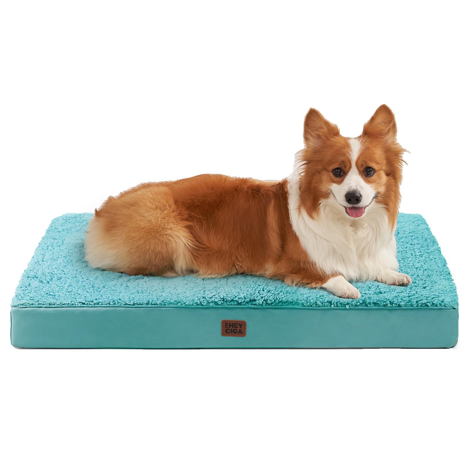 EHEYCIGA Orthopedic Dog Beds for Large Dogs with Removable Washable Cover for Crate, Turquoise Blue, 35x23