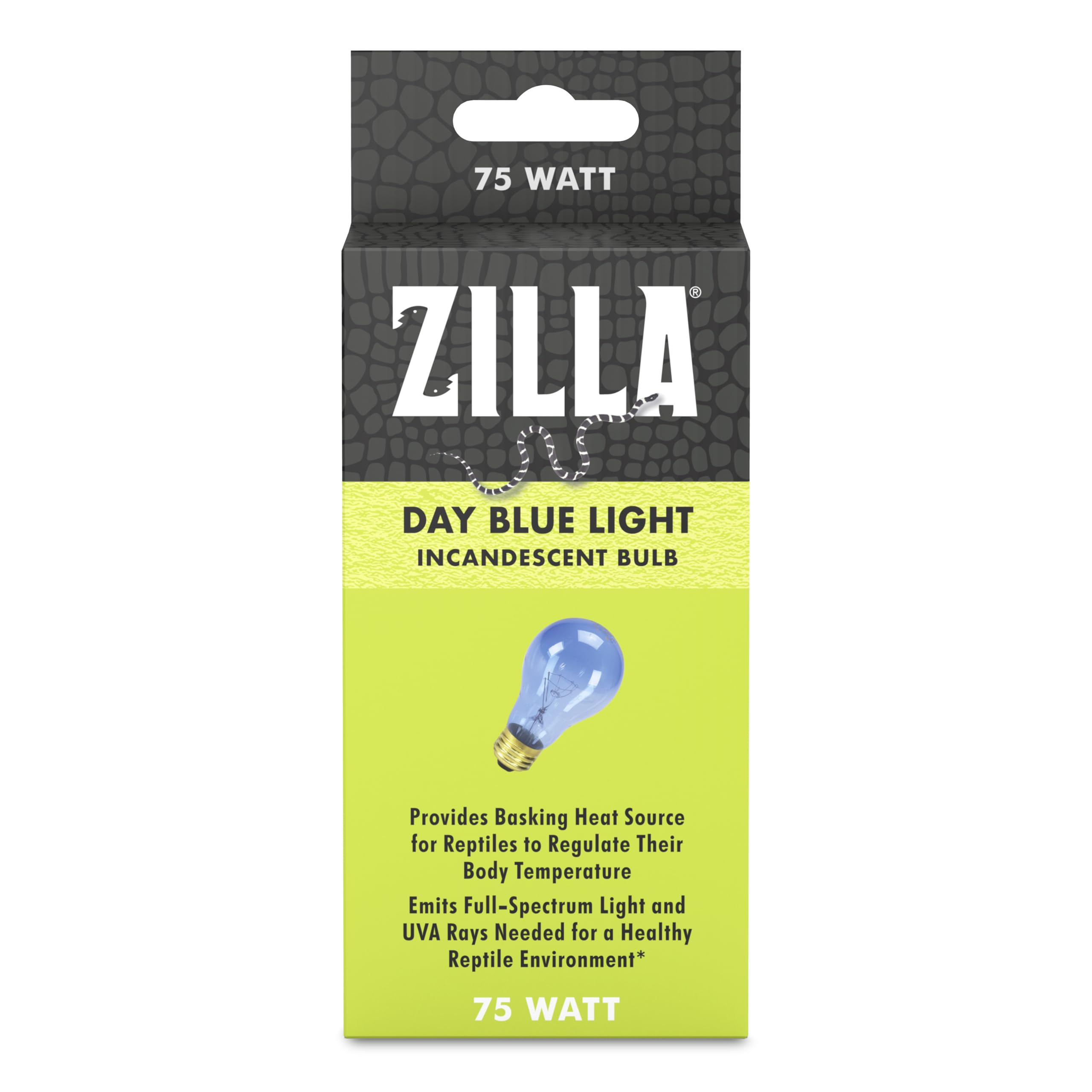 Zilla Reptile Terrarium Incandescent Heat Bulb, Day Blue, 75 Watts