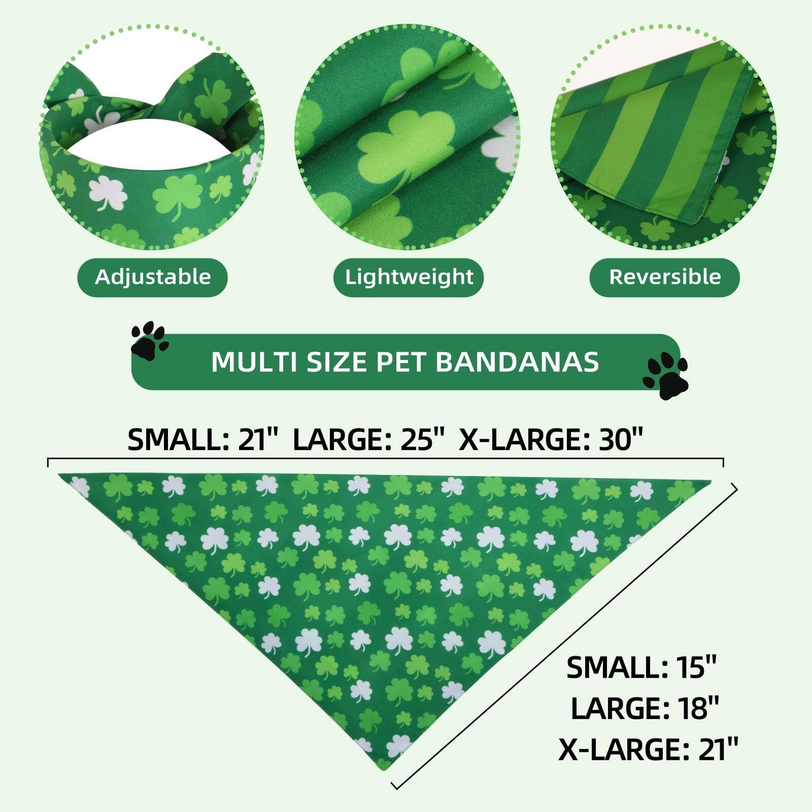 Gofshy Lucky Dog Bandana Spring -1 Pack, Premium Durable Triangle Reversible Dog Scarf, Adjustable Puppy Bandana Breed Bib Handk