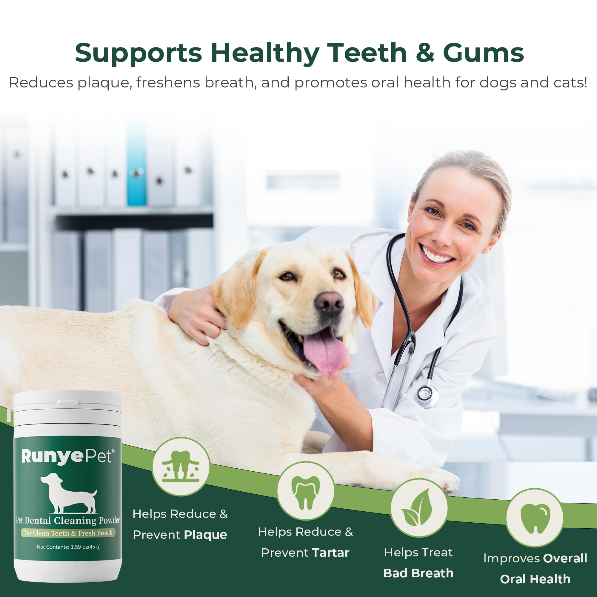 Dog Dental Powder - Dog Teeth Cleaning Powder - Dog Dental Care - Plaque & Bad Breath Off Powder Dog - Dental Care Supplies for