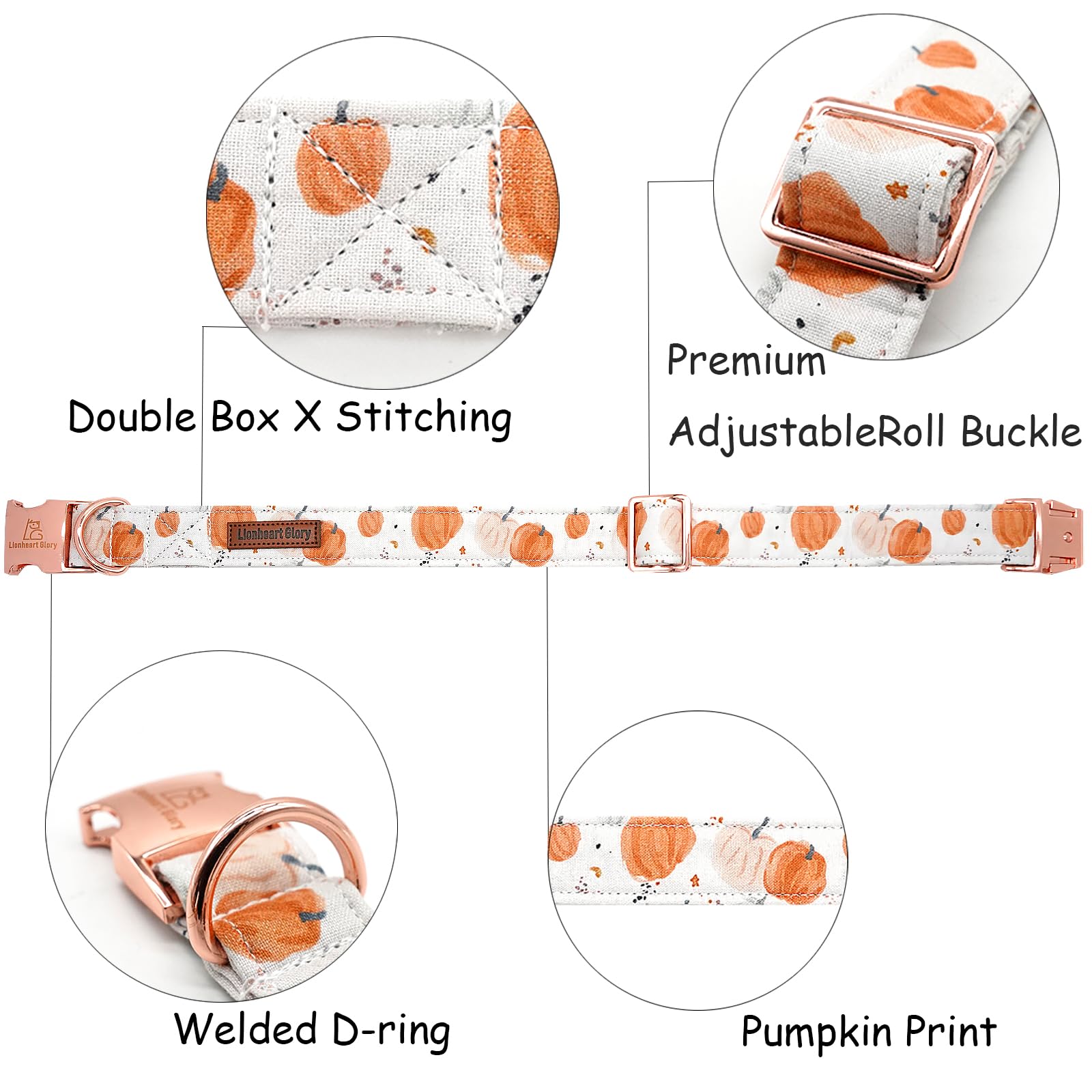 Lionheart Glory Dog Collar Halloween Collar Dog Fall Dog Collars, Adjustable Heavy Duty Dog Collar For X-Large Dogs Pumpkin Coll