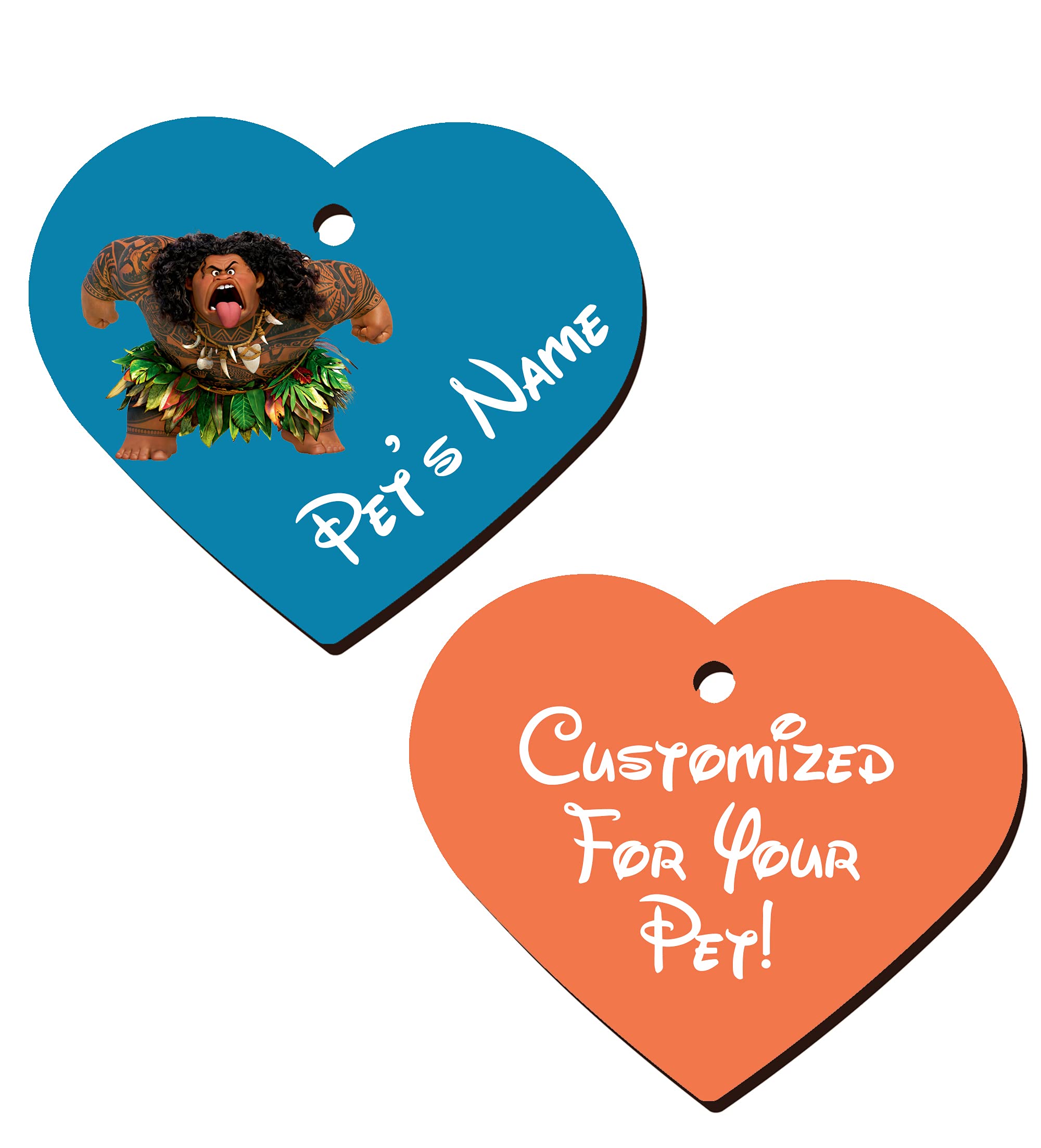Udesignusa Double Sided Pet Id Tags For Dogs & Cats Personalized For Your Pet (Maui, Heart Shaped)