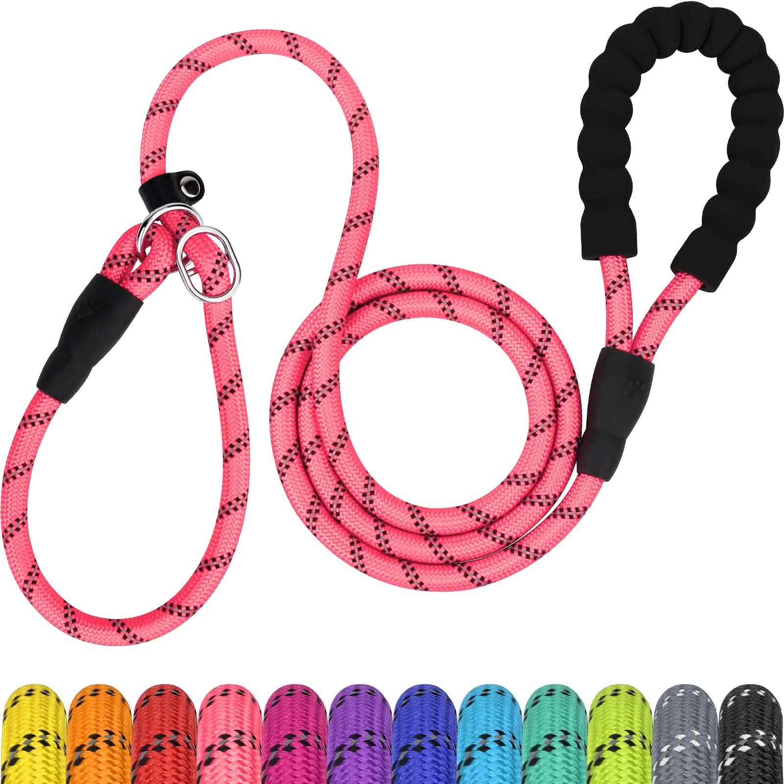 Tagme Slip Leads For Dogs, 6 Ft Heavy Duty Slip Leash With Padded Handle, Strong Rope No Pull Pet Training Leash For Medium Dogs