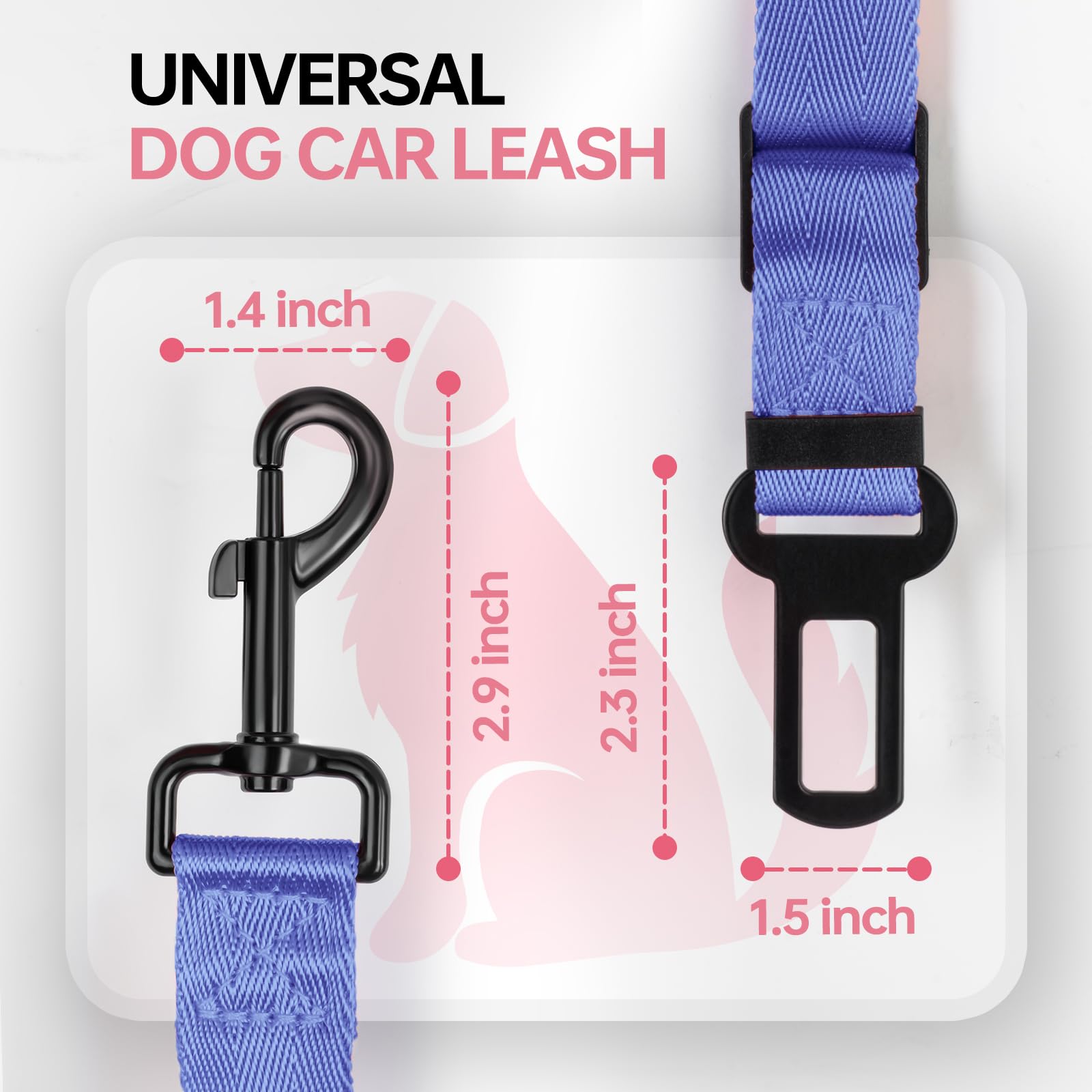 3 Pack Thickened Dog Seat Belt, Set Retractable Dog Car Adjustable Seatbelts for Vehicle Nylon Pet Safety Heavy Duty & Elastic &