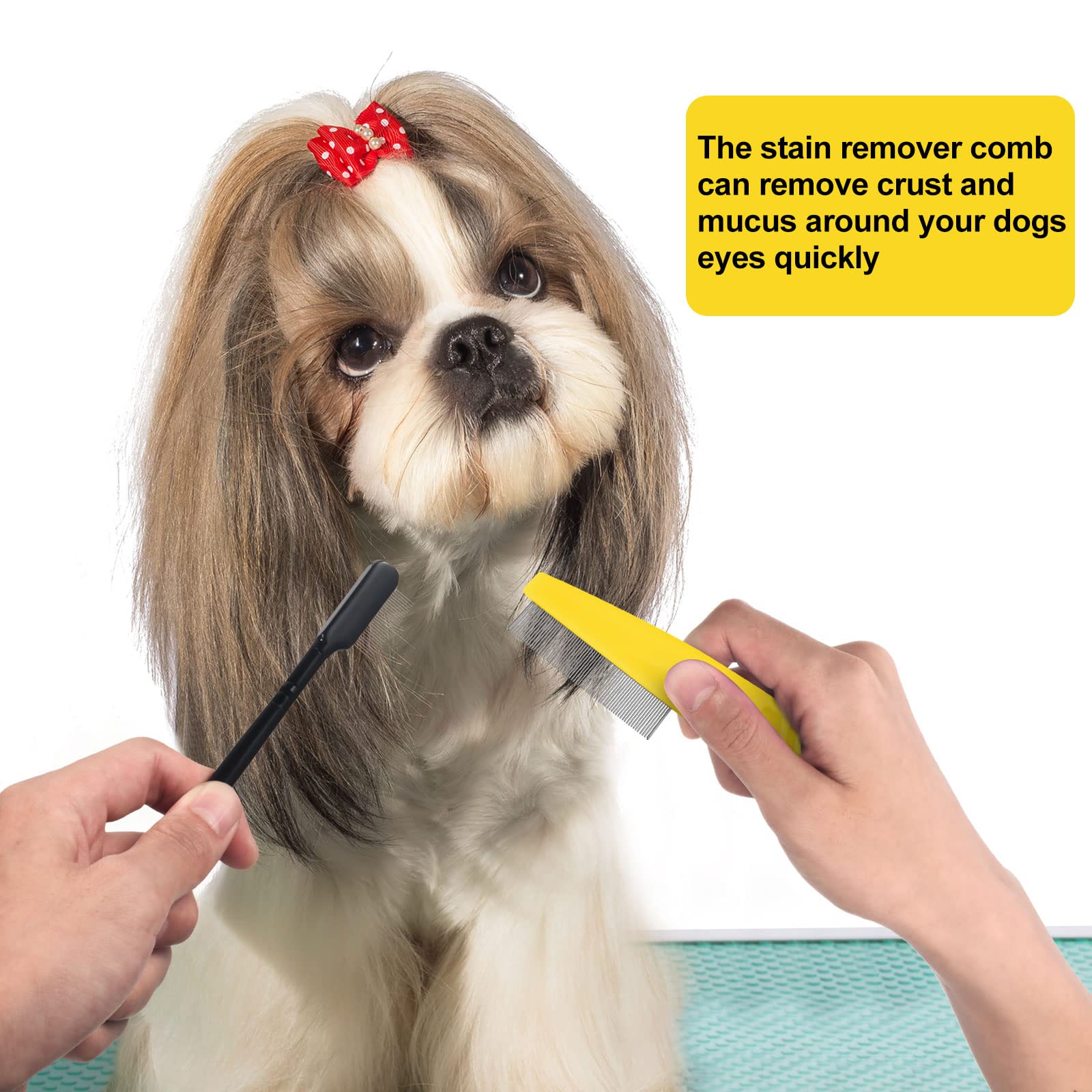 5 Pieces Dog Eye Combs Tear Stain Remover Combs Pet Grooming Comb For Small Dogs Gently Removing Eye Mucus And Crust (Yellow, Bl