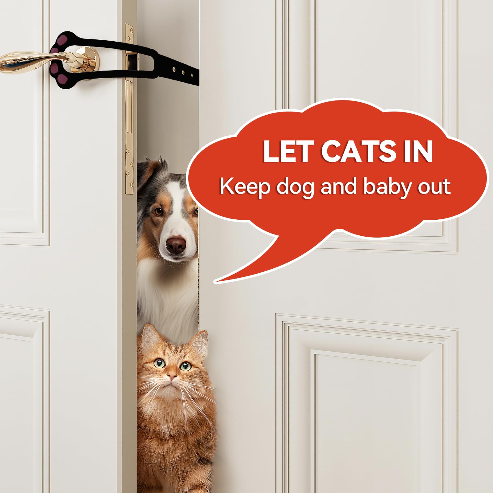 TGIOW Cat Door Latch, 2 Pcs Cat Door Stopper Pet Door Latch to Keep Dog Out of Litter Box and Food, Door Prop for Cat with 4 Adj