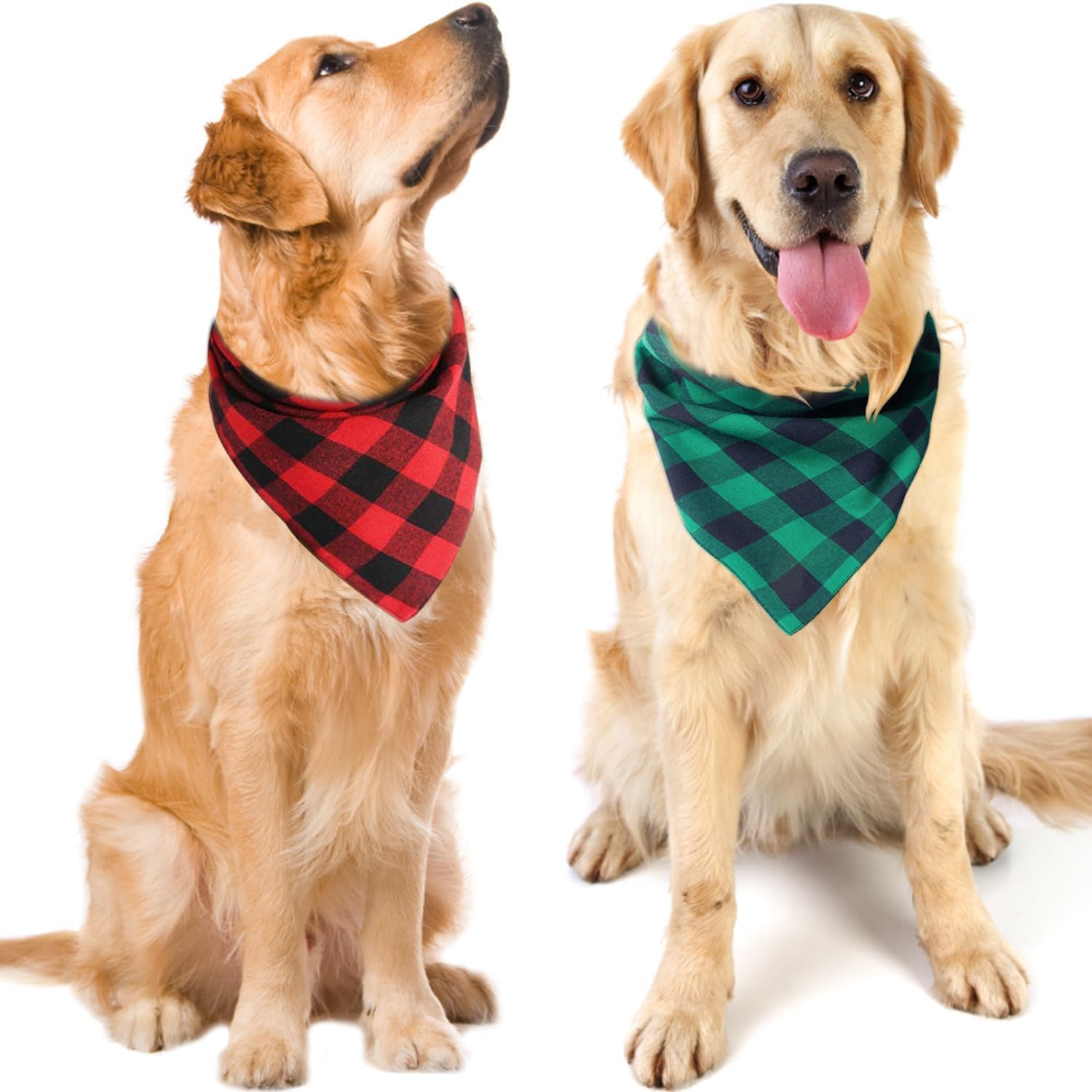 4pcs Dog Bandana Pet Scarf Saliva Triangle Bibs Handkerchief Christmas Classic Plaid Pet Costume Accessories Decoration for Smal
