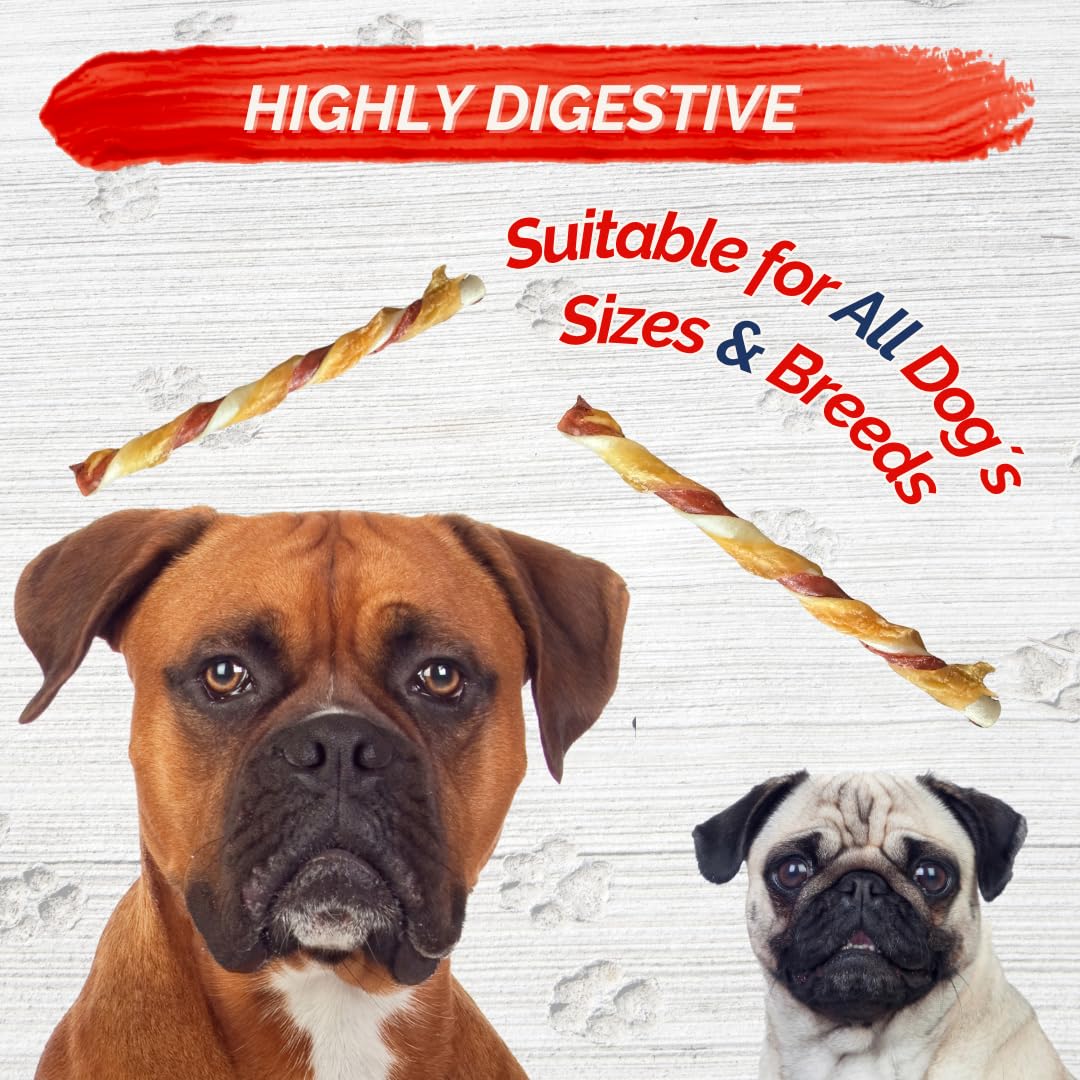Fresh Farms Double Flavor Twists - 70 Count Rawhide Free Dog Chews Made with Pork Hide & Chicken - Long Lasting Dog Treats Safe,