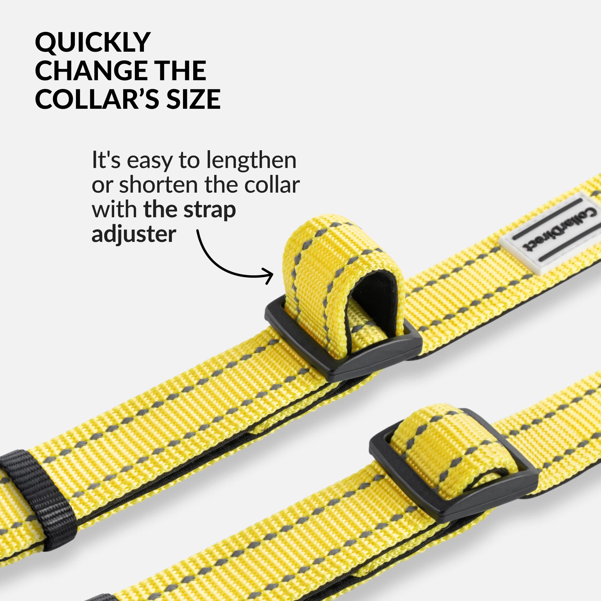 Collardirect Reflective Padded Dog Collar For A Small, Medium, Large Dog Or Puppy With A Quick Release Buckle - Boy And Girl - Nylon Suitable For Swimming (18-26 Inch, Yellow)