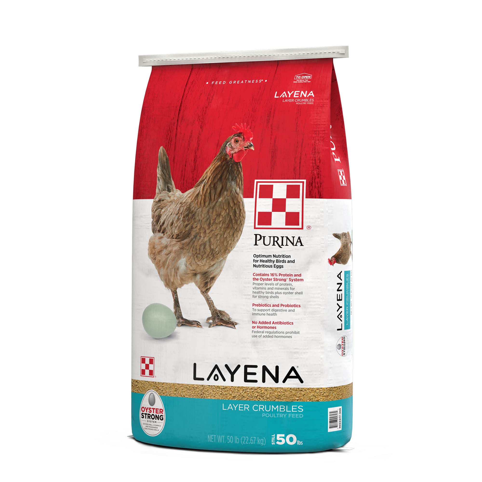 Purina, Layena Crumbles, Chicken Feed for Laying Hens, 50 lbs
