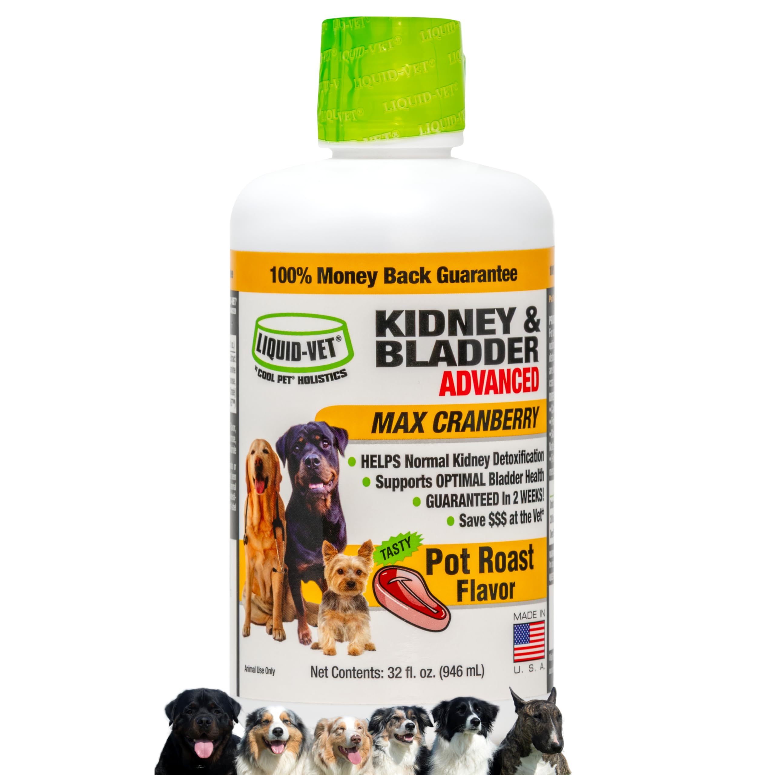 Premium Easy to Dose Liquid for All Dogs with Cranberry & D-Mannose: Comprehensive Dog Formula for Kidney & Bladder Support