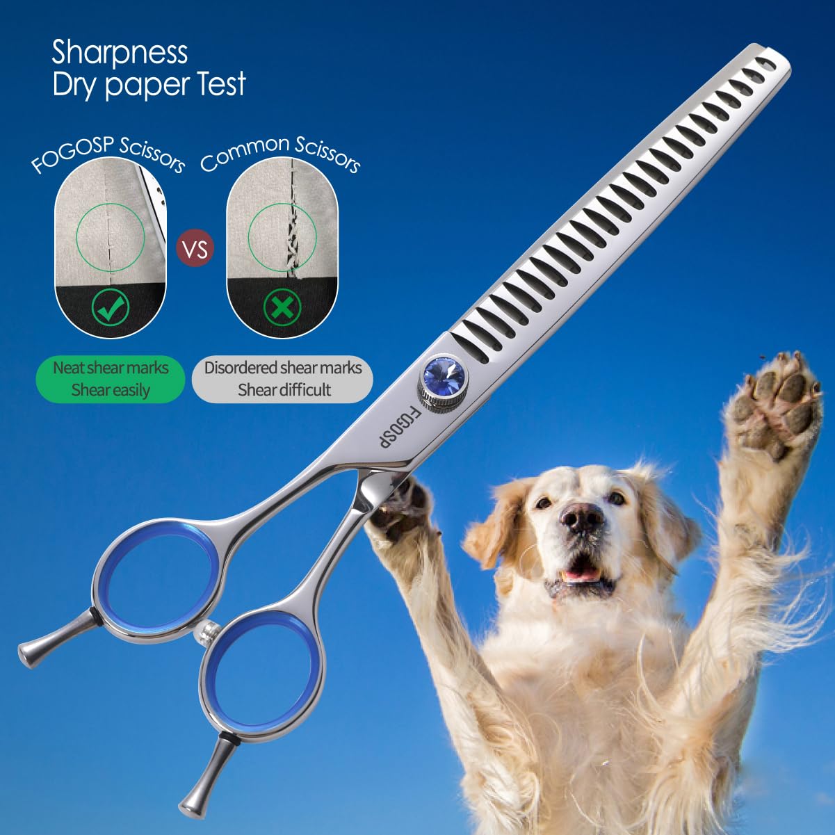 Chunkers Dog Grooming Scissors Left Handed 7.0' Professional Thinning Shears For Dogs Pet Grooming Scissors Chunkers Shears Dog