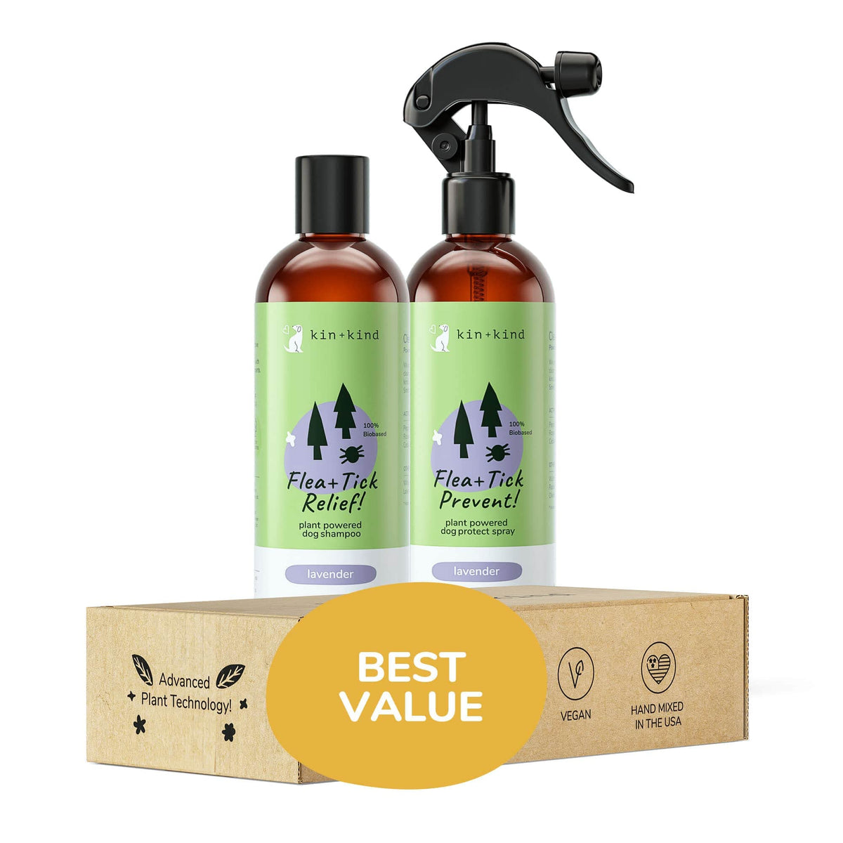Kin+Kind Flea And Tick Spray And Shampoo Kit- Shampoo And Spray Set- Shampoo For Dogs, Spray For Dogs- For Tick And Flea Control