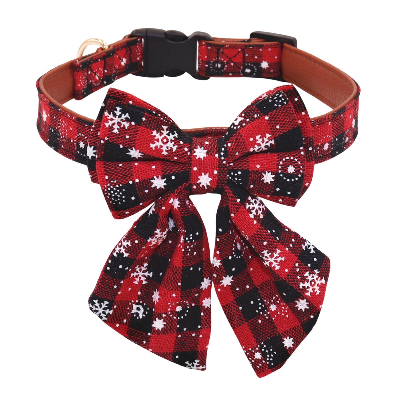 Thain Christmas Dog Collar With Style Bow, Quick Release Plastic Buckle Adjustable Cotton Red Bowtie Dog Christmas Collars For M