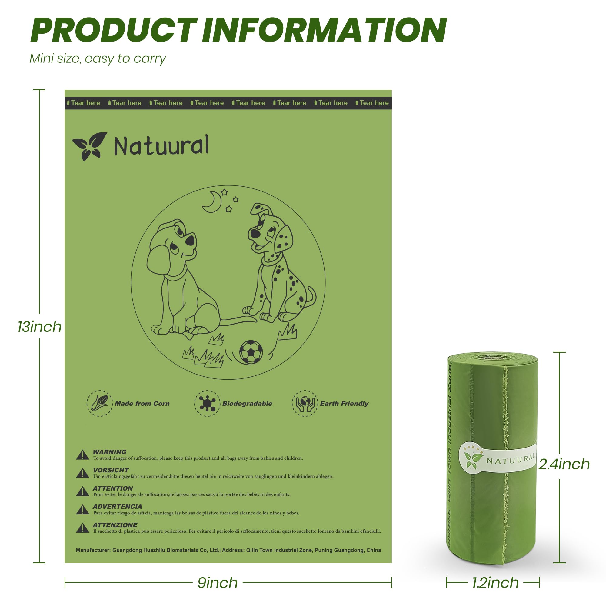 Natuural Dog Poop Bags Rolls-600 Counts, 40Rolls, Biodegradable Poop Bags Made of Cornstarch, 100% Leak Proof and Easy to Open (