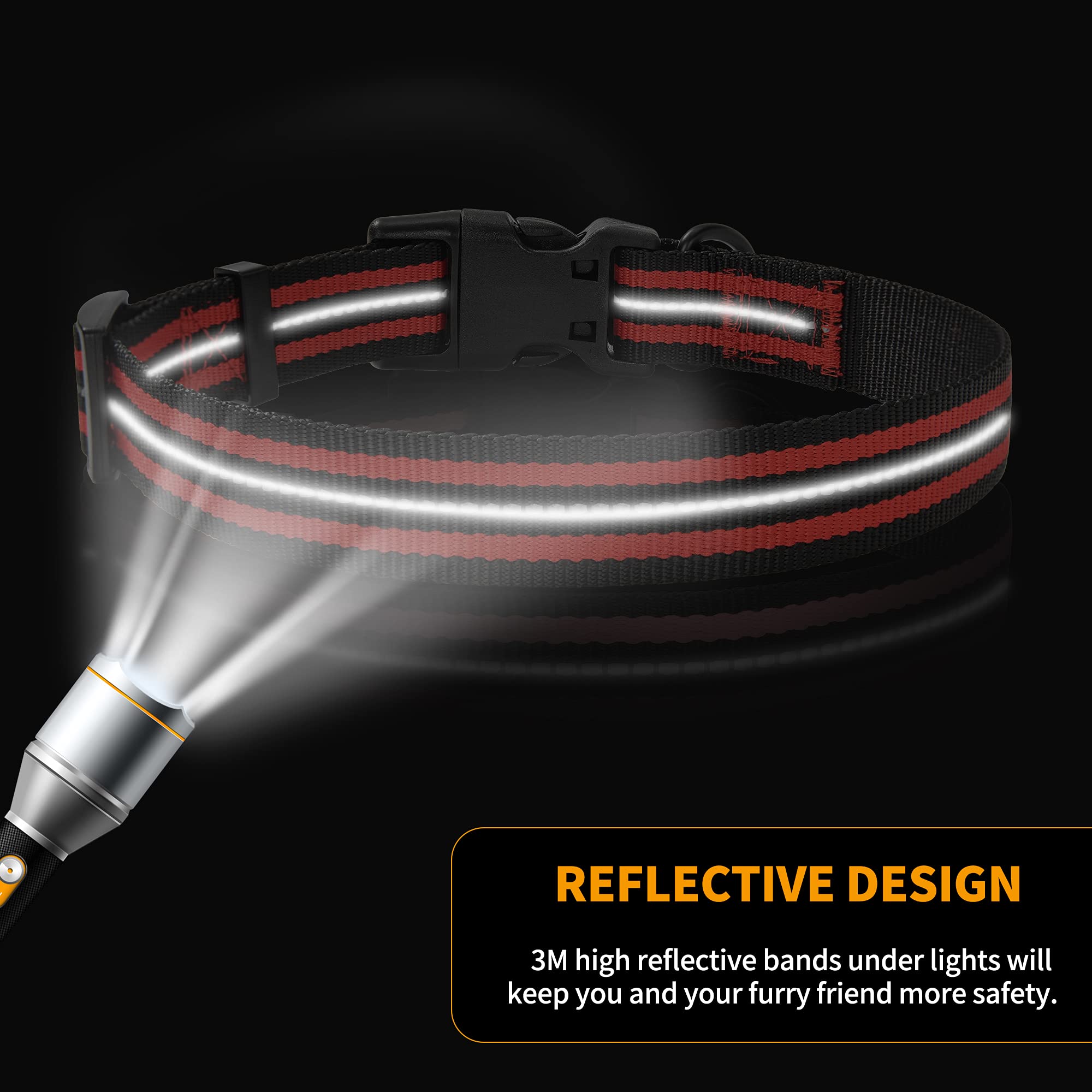Mile High Life Reflective Dog Collar | Nylon Pet Collars Wiith Buckle | Light Weight Puppy Collars | Red Dog Collars For Medium Dogs (Red, M)