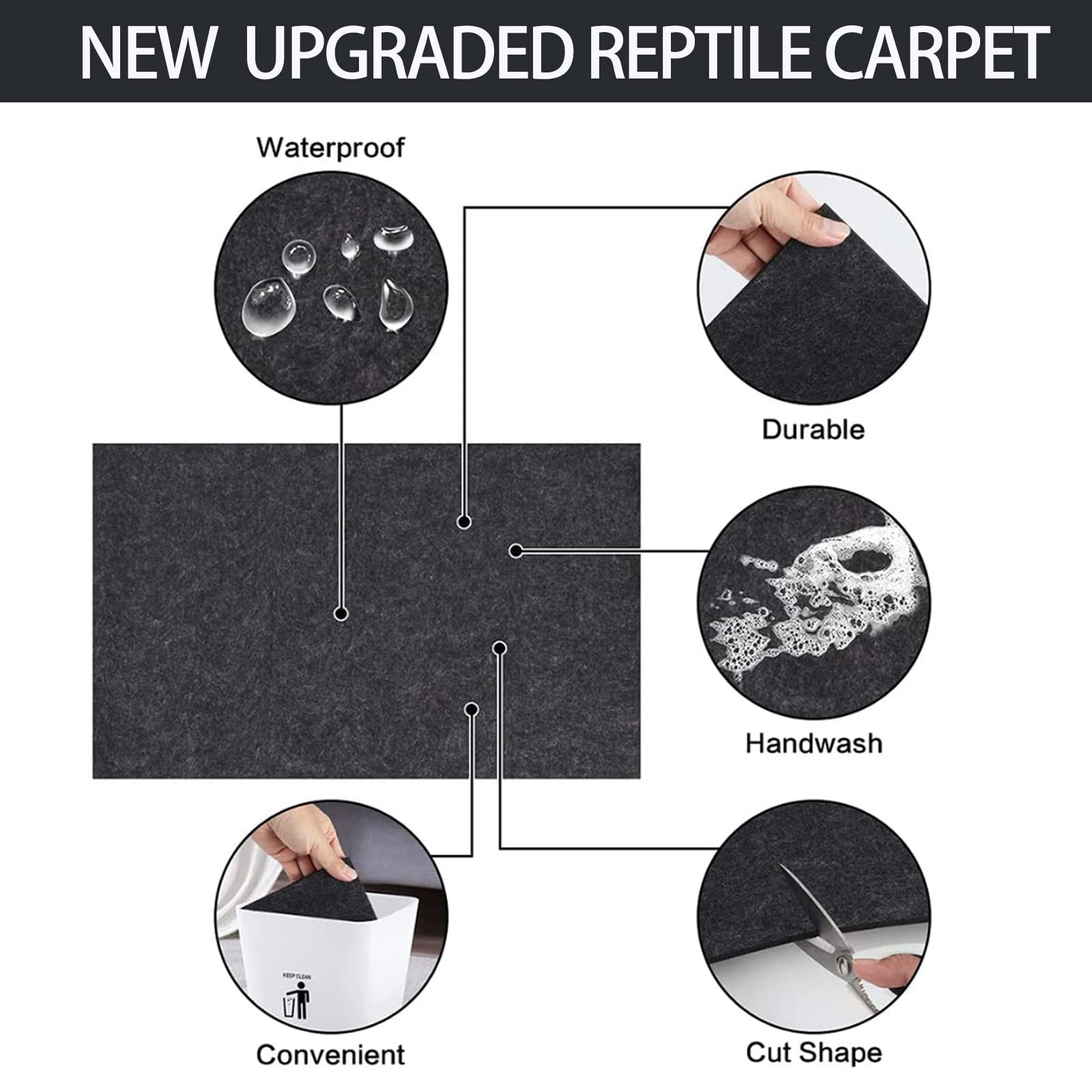 HERCOCCI 2 Pack Reptile Carpet, 39 x 20 Terrarium Bedding Substrate Liner Reptile Cage Mat Tank Accessories for Bearded Dragon L