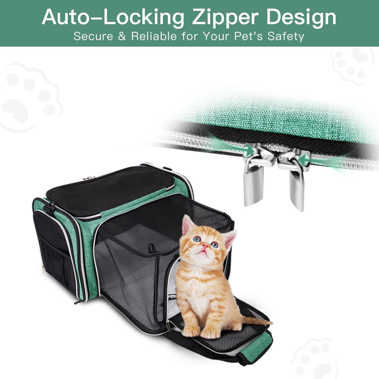 Baglher Pet Travel Carrier, Cat Carriers Dog Carrier For Small Medium Cats Dogs Puppies, Airline Approved Small Dog Carrier Soft Sided, Collapsible Puppy Carrier. Green