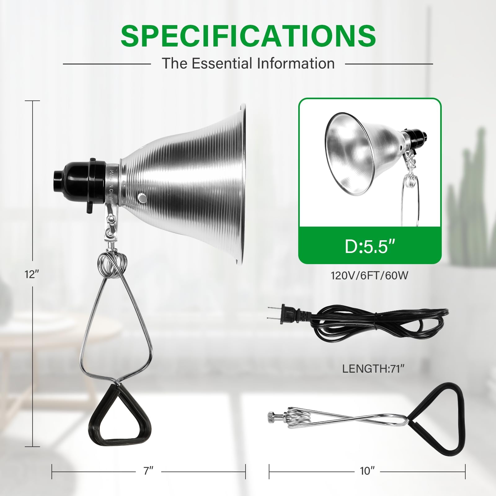 Simple Deluxe 4-Pack Clamp Lamp Light With 5.5 Inch Aluminum Reflector Up To 60 Watt E26 (No Bulb Included), 6 Feet Cord
