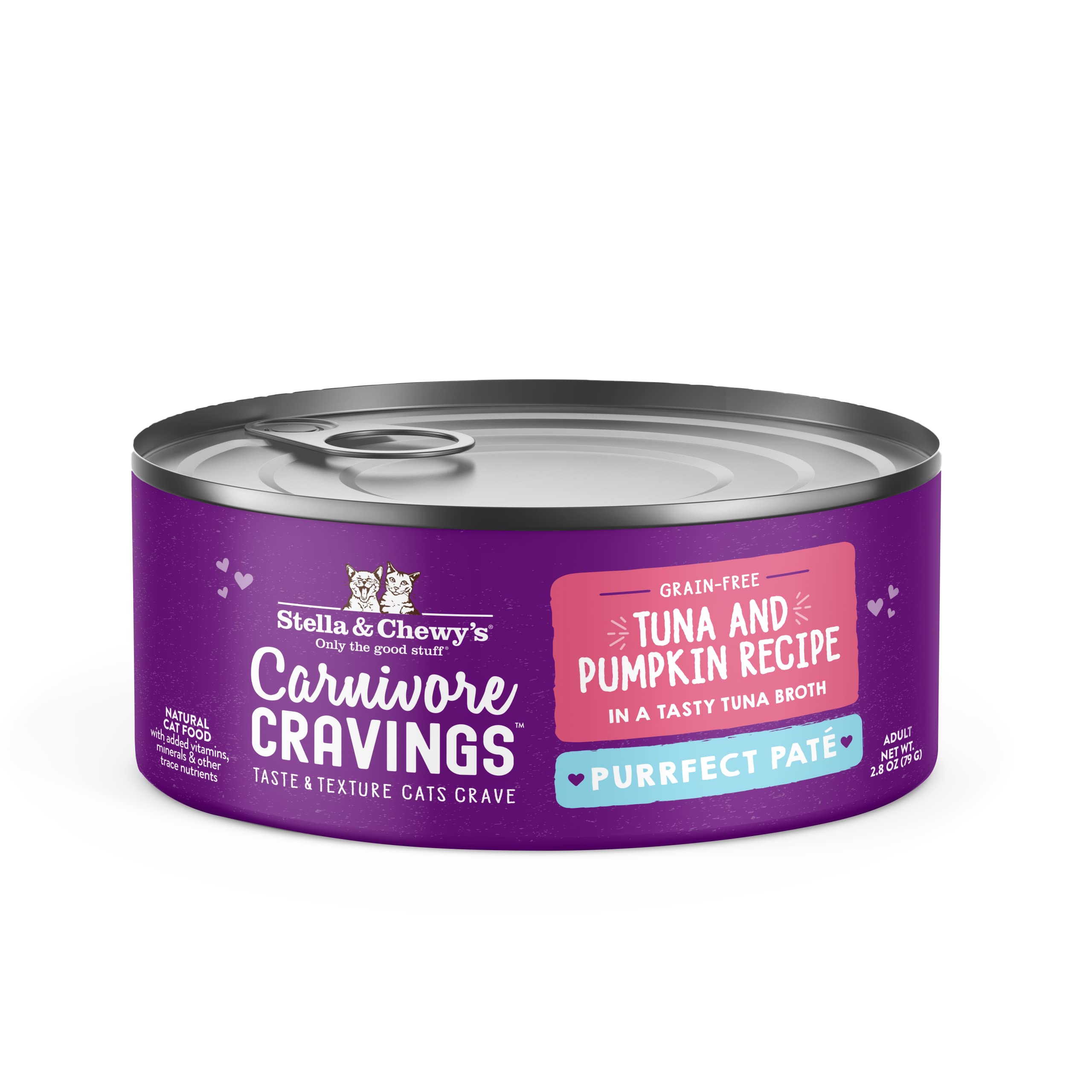 Stella & Chewys Carnivore Cravings Purrfect Pate Cans - Grain Free, Protein Rich Wet Cat Food - Tuna & Pumpkin Recipe - (5.2 Oun