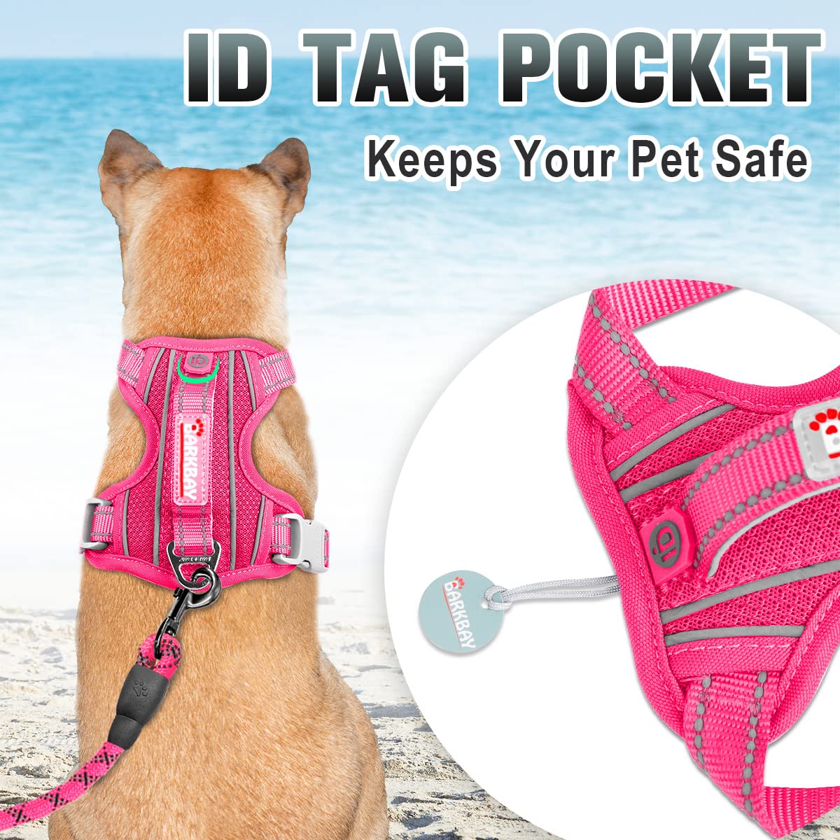 Barkbay No Pull Dog Harness Large Step In Reflective Dog Harness With Front Clip And Easy Control Handle For Walking Training Ru