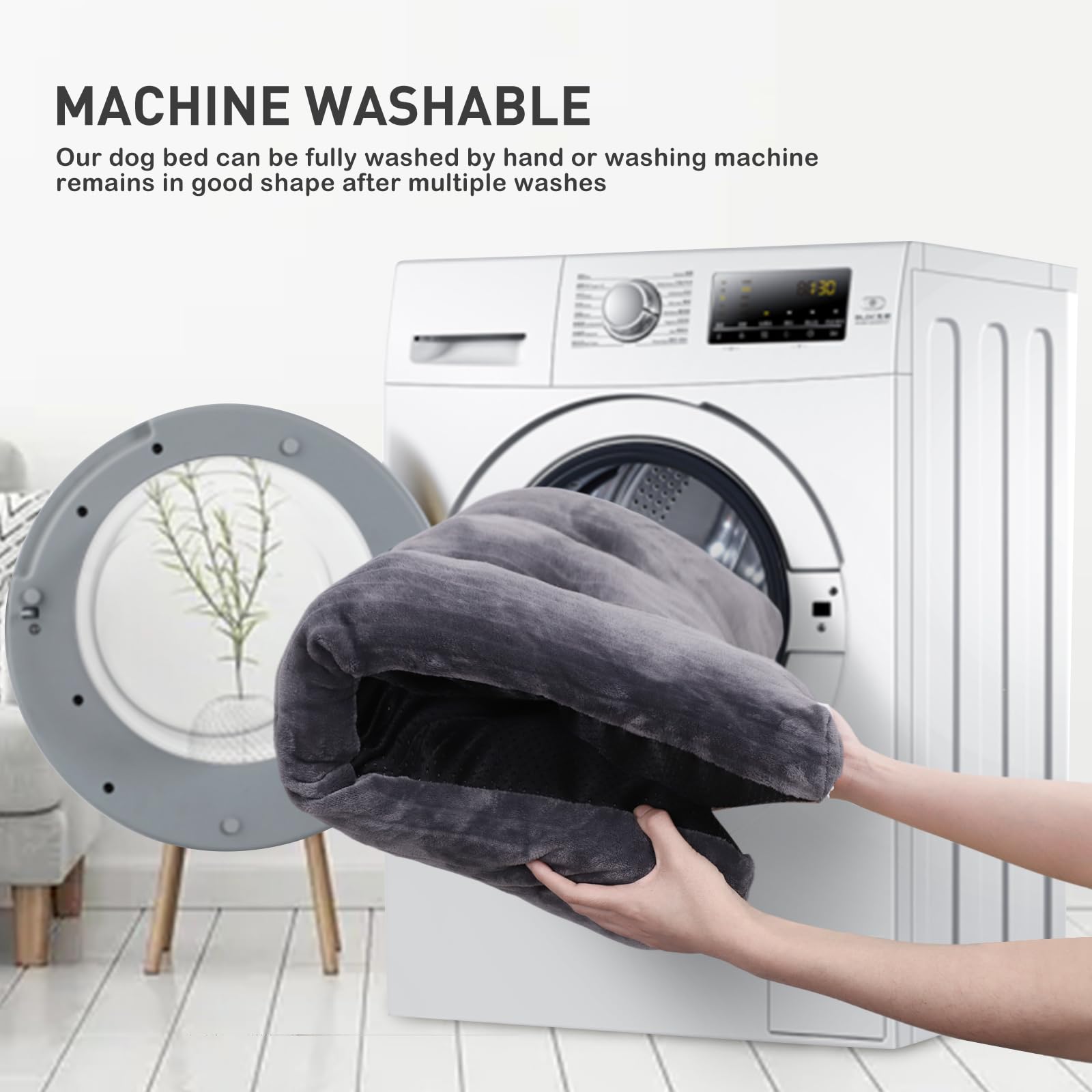 Dog Crate Bed Washable Jumbo Dog Beds For Large Dogs Deluxe Thick Flannel Fluffy Comfy Kennel Pad Anti-Slip & Anti-Scratch Pet S