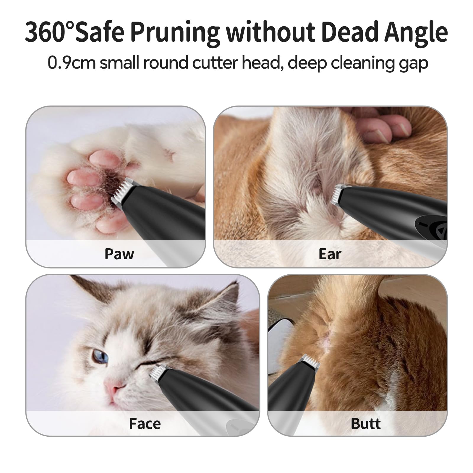 Ahansi Dog Clippers For Grooming, Low Noise Cordless Dog Paw Trimmer, Rechargeable Small Pet Hair Trimmer For Grooming (Black)