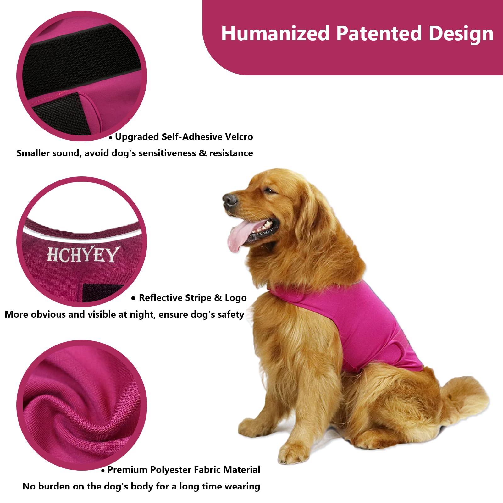HCHYEY Dog Anxiety Jacket, Skin-Friendly Dog Calming Shirt - Dog Coat for Thunder, Fireworks and Separation - Keep Pet Calm With