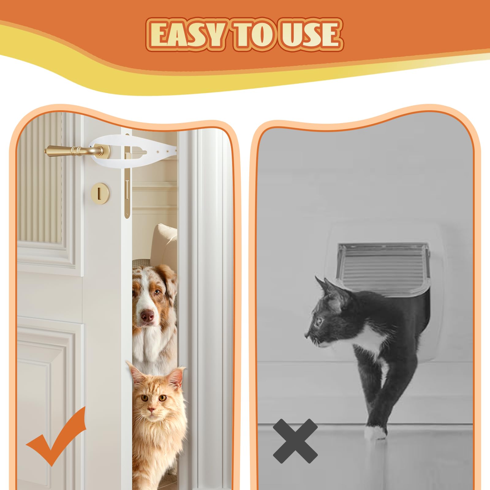 TGIOW Cat Door Latch, 4 Pcs Cat Door Stopper Pet Door Latch to Keep Dog Out of Litter Box and Food, Door Prop for Cat with 5 Adj
