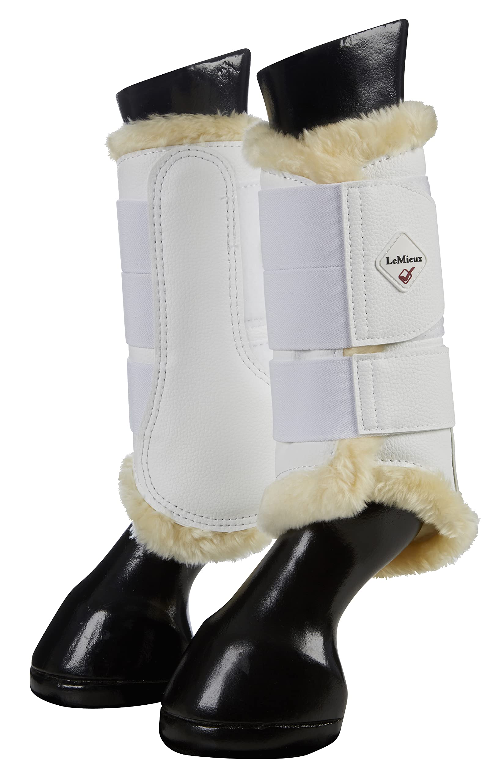 Lemieux Fleece Lined Brushing Horse Boots - Protective Gear And Training Equipment - Equine Boots, Wraps & Accessories (White - 