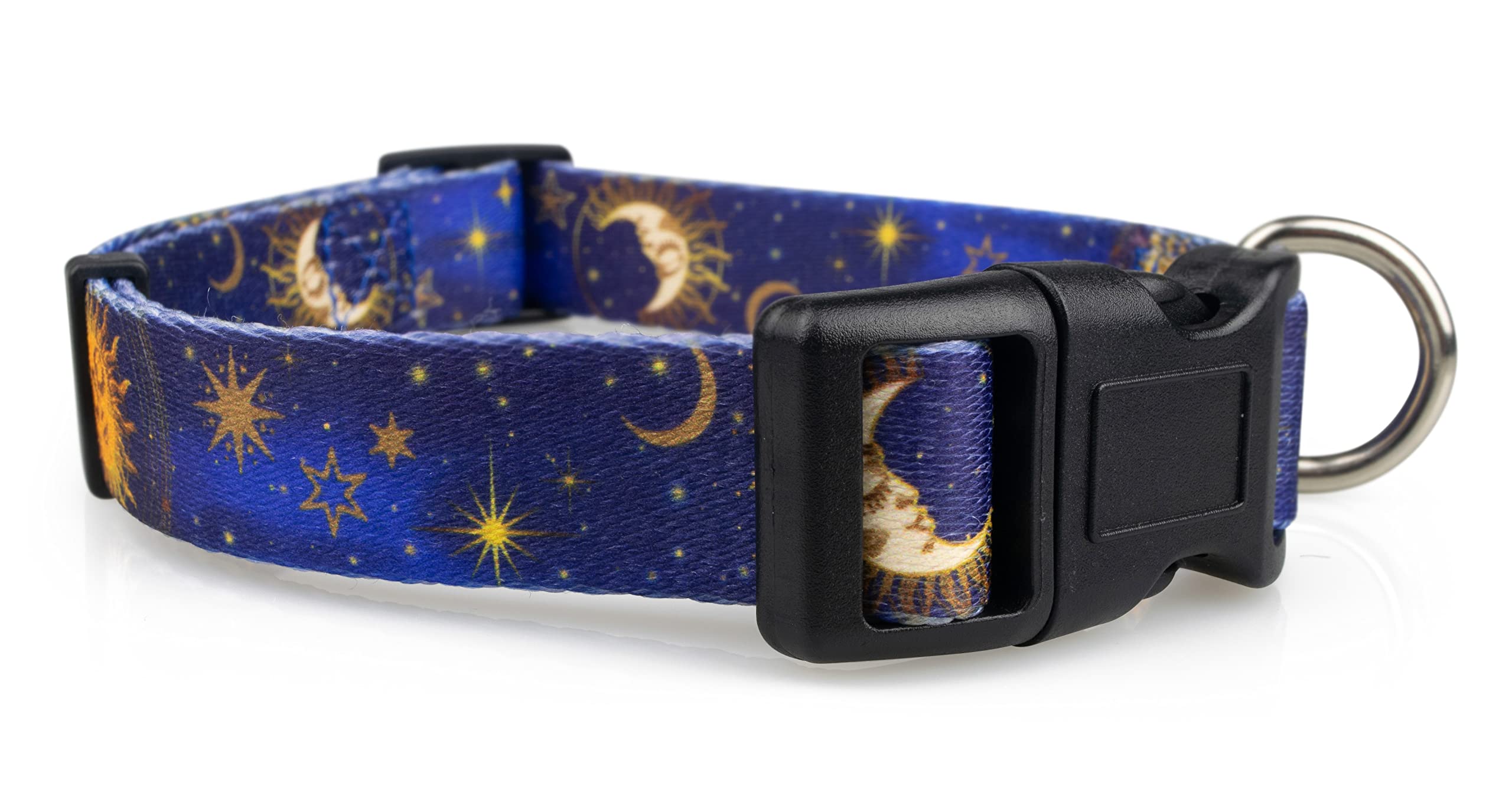 Limeloot Celestial Moon Dog Collar for Large Dogs, Male or Female Dog Collar with Moon, Stars, and Sky, Large