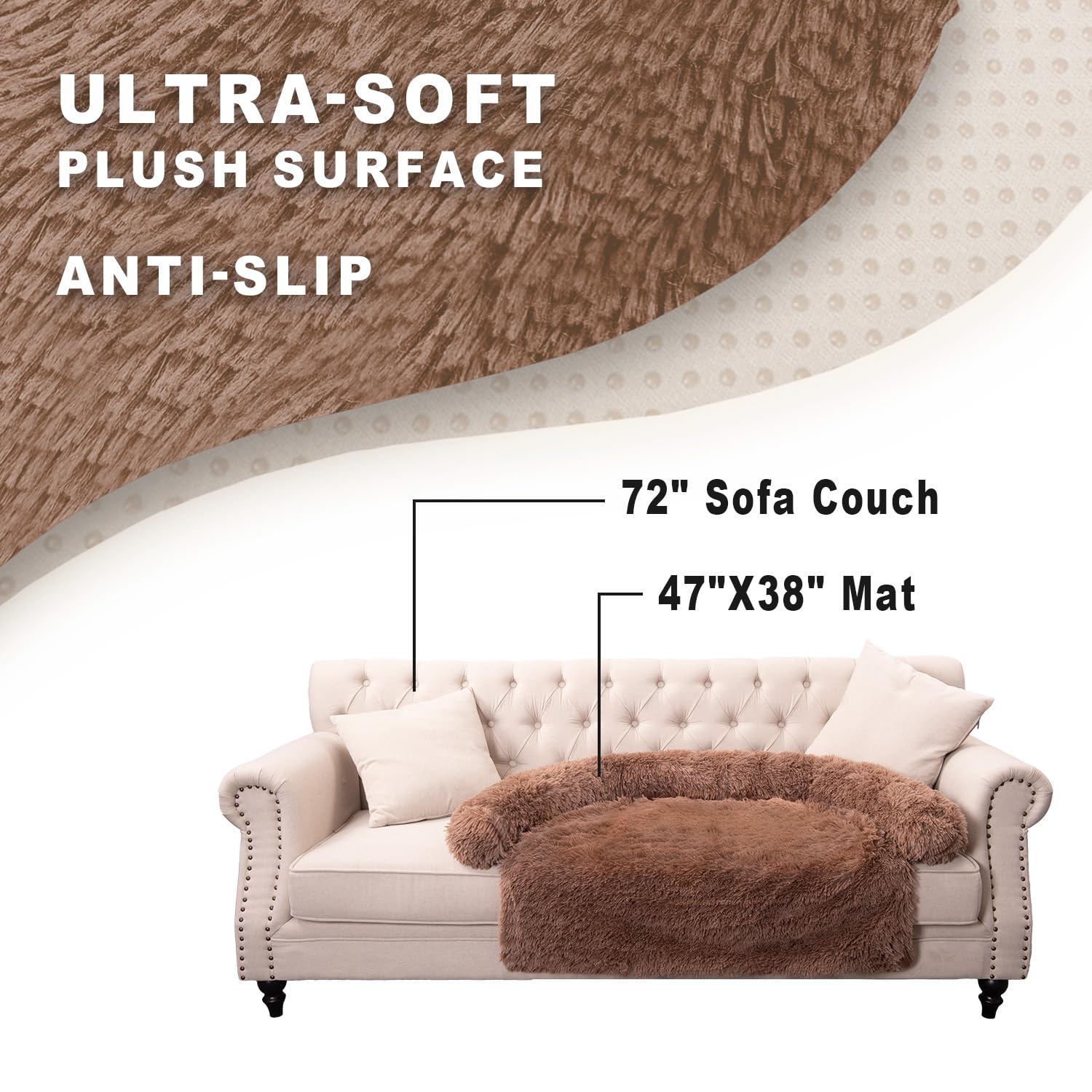 Dogs/Cats Bed Mats, Couch Cover For Dogs, Sofa Style Luxurious Mat For Pets, Waterproof Lining And Nonskid Bottom Perfect On Dog Crate, Cat Cage Or In The Car. (Desert Brown, Xxl)