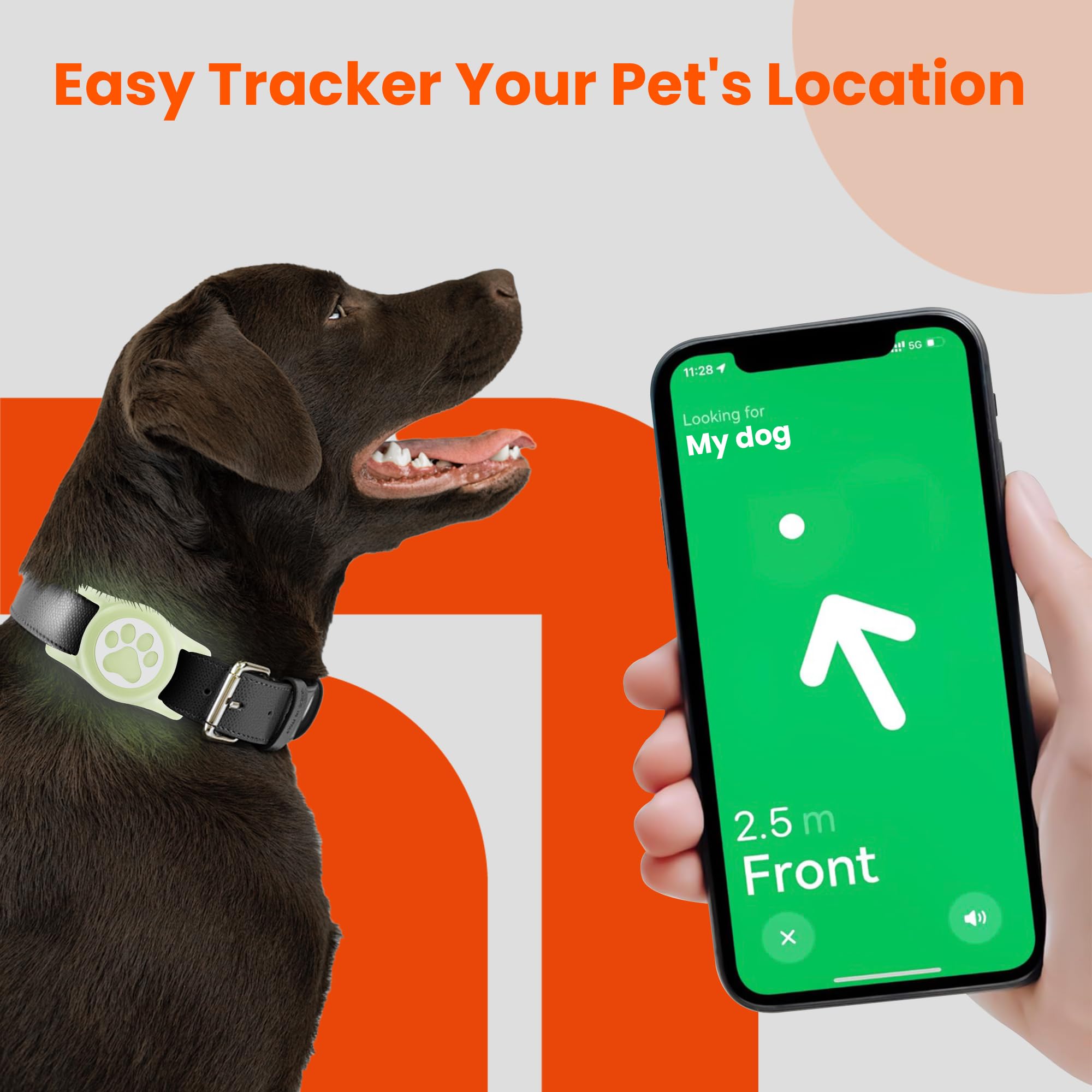 Ilfindyou Waterproof Airtag Dog Collar Holder For Apple Air Tag, Silicone Dog Airtag Holder For Dogs & Cats Collars(Luminous)