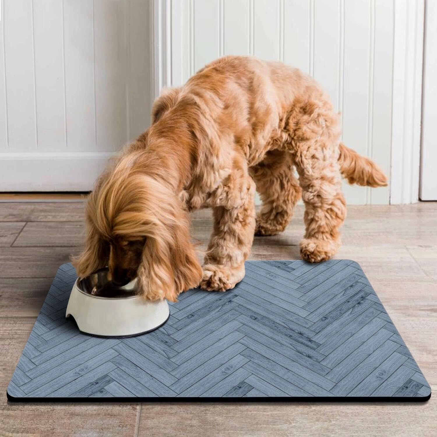Dog Food Mats for Floors Absorbent, Pet Cat Food Mat - Quick Dry Dog Bowl Mats for Food and Water, Eco-Friendly Boho Pet Supplie
