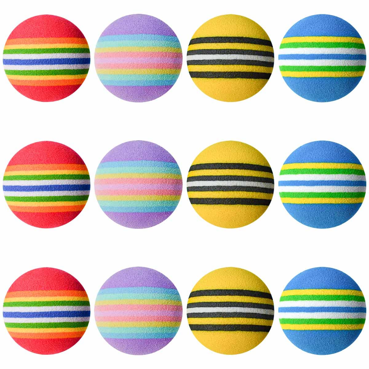 12 Pack Foam Cat Soccer Balls - Soft, Quiet, Interactive Toys For Kitten, Dog, Puppy - Indoor Activity Play, Chase, Training, Ch