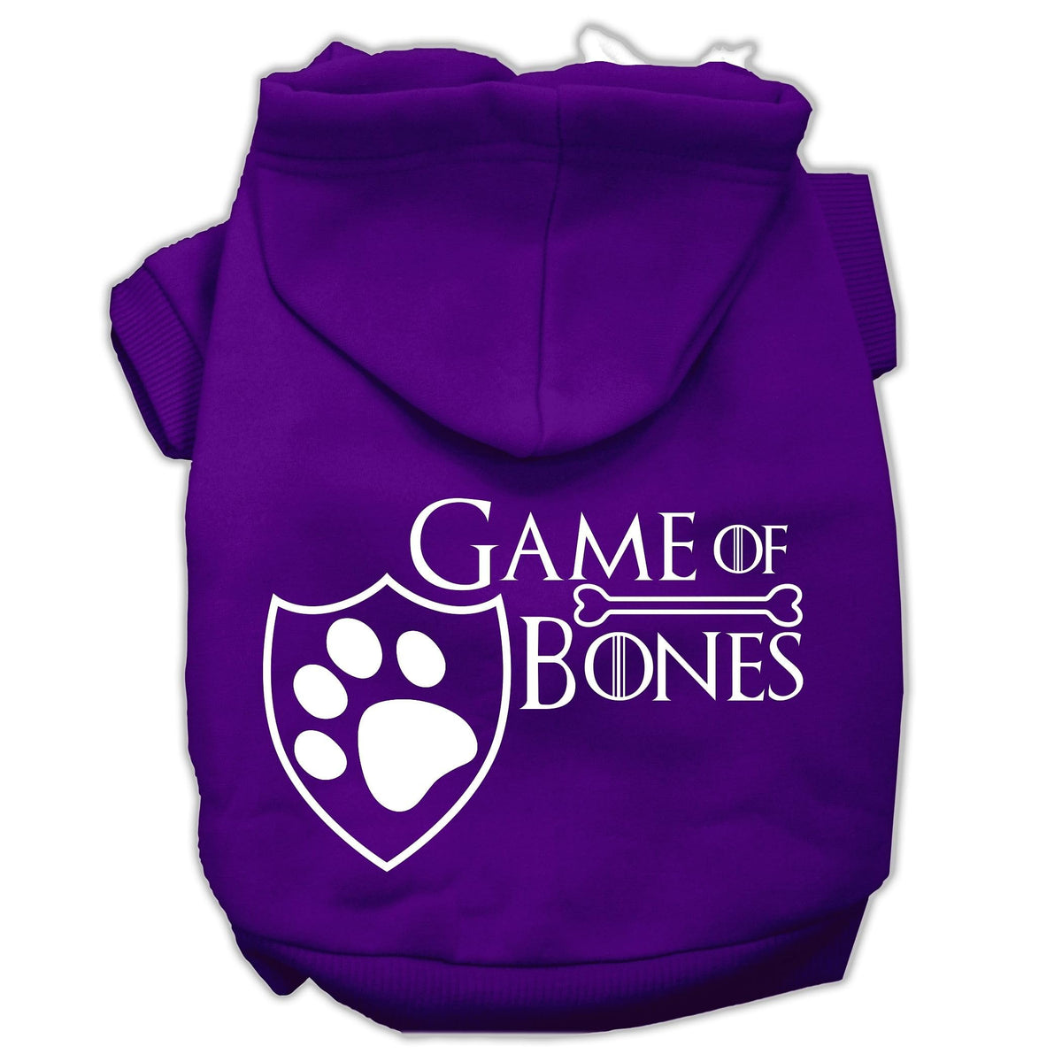 Pet Dog & Cat Hoodie Screen Printed, 'Game Of Bones' Purple 2Xl (20-25 Lbs.)