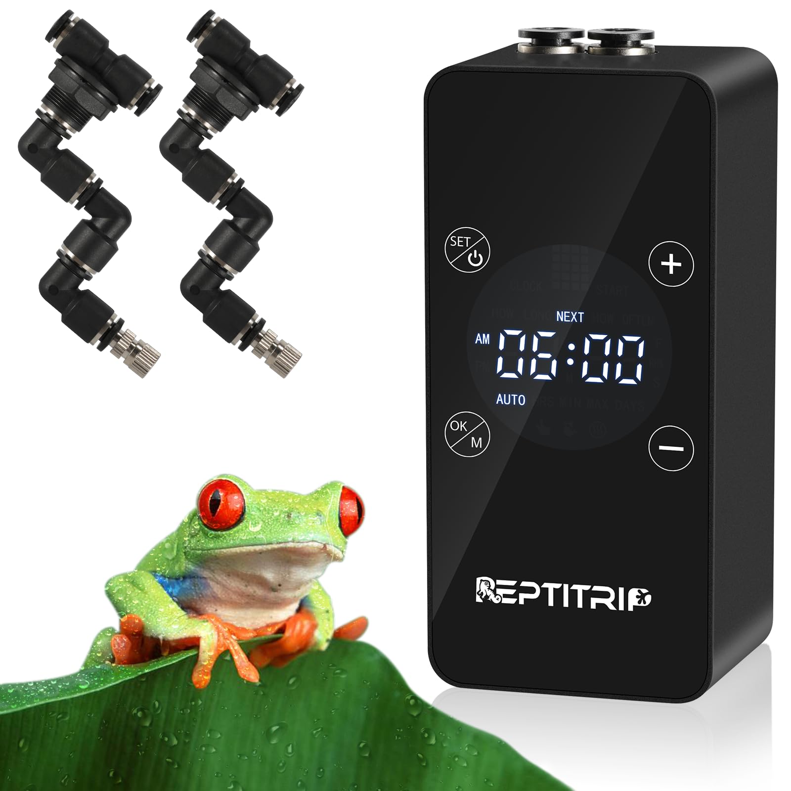 Updated Reptile Mister - Humidifier For Tanks, Amphibians, And Rainforest Plants With Timer And Manual Spray Functions