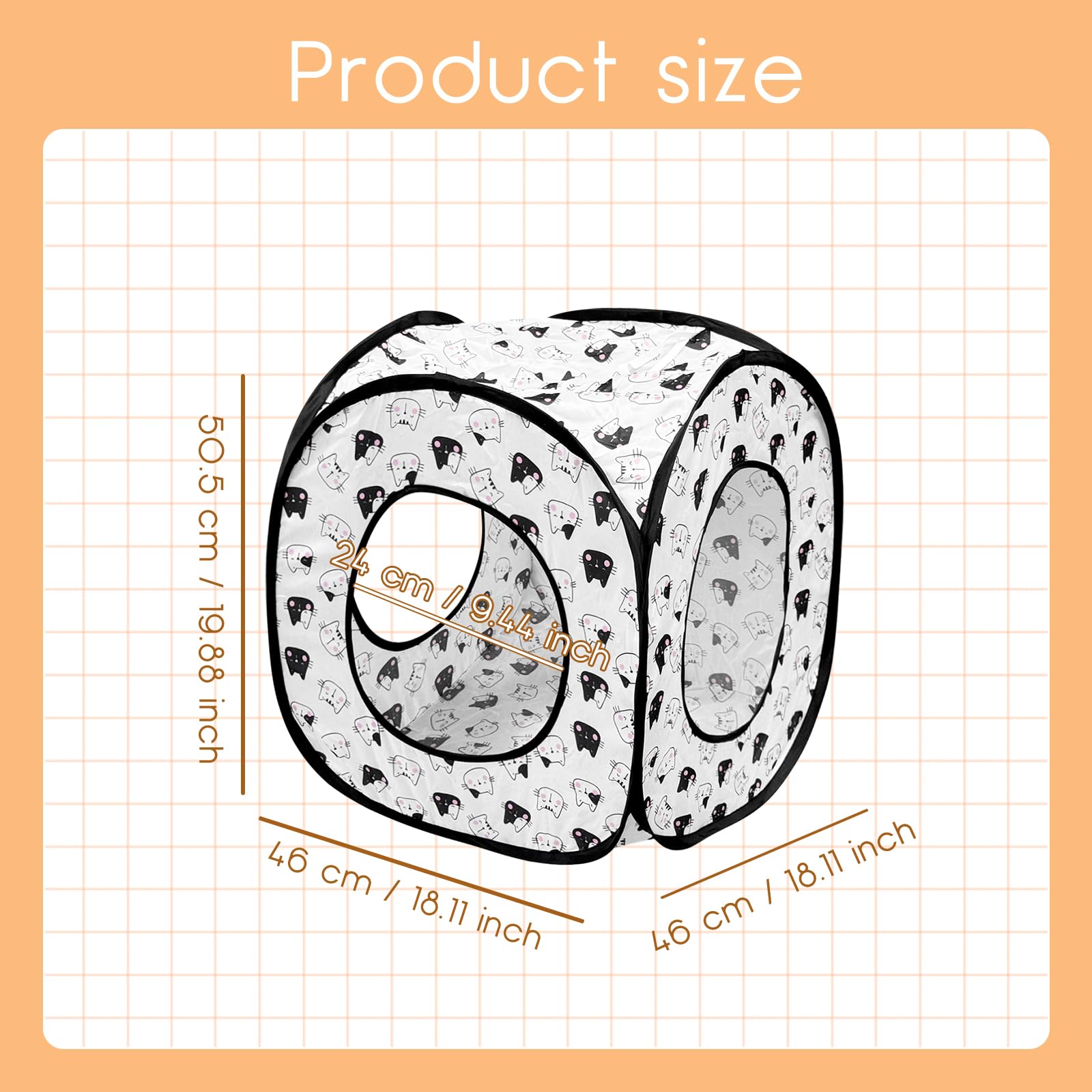 Andiker Cat Tent, 3 Holes Safe And Strong Cute Cats Tunnel Collapsible Easy To Carry Cat House For Indoor Cats Kittens Hiding Pl