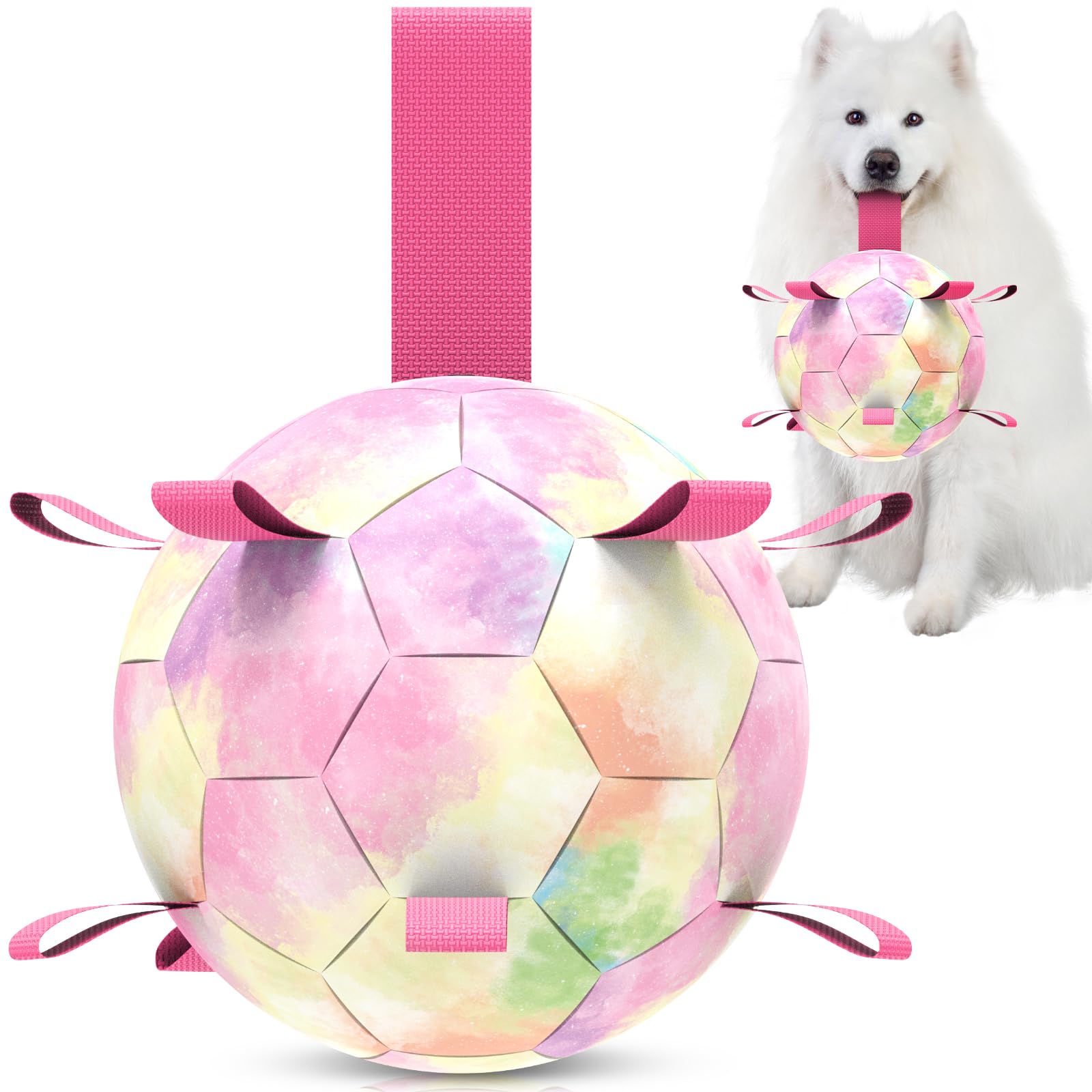 Qdan Extra Large Dog Toys Soccer Ball - Durable Dog Balls For Extra Large Dogs, Beach Pool Dog Water Toy, Interactive Dog Toys F